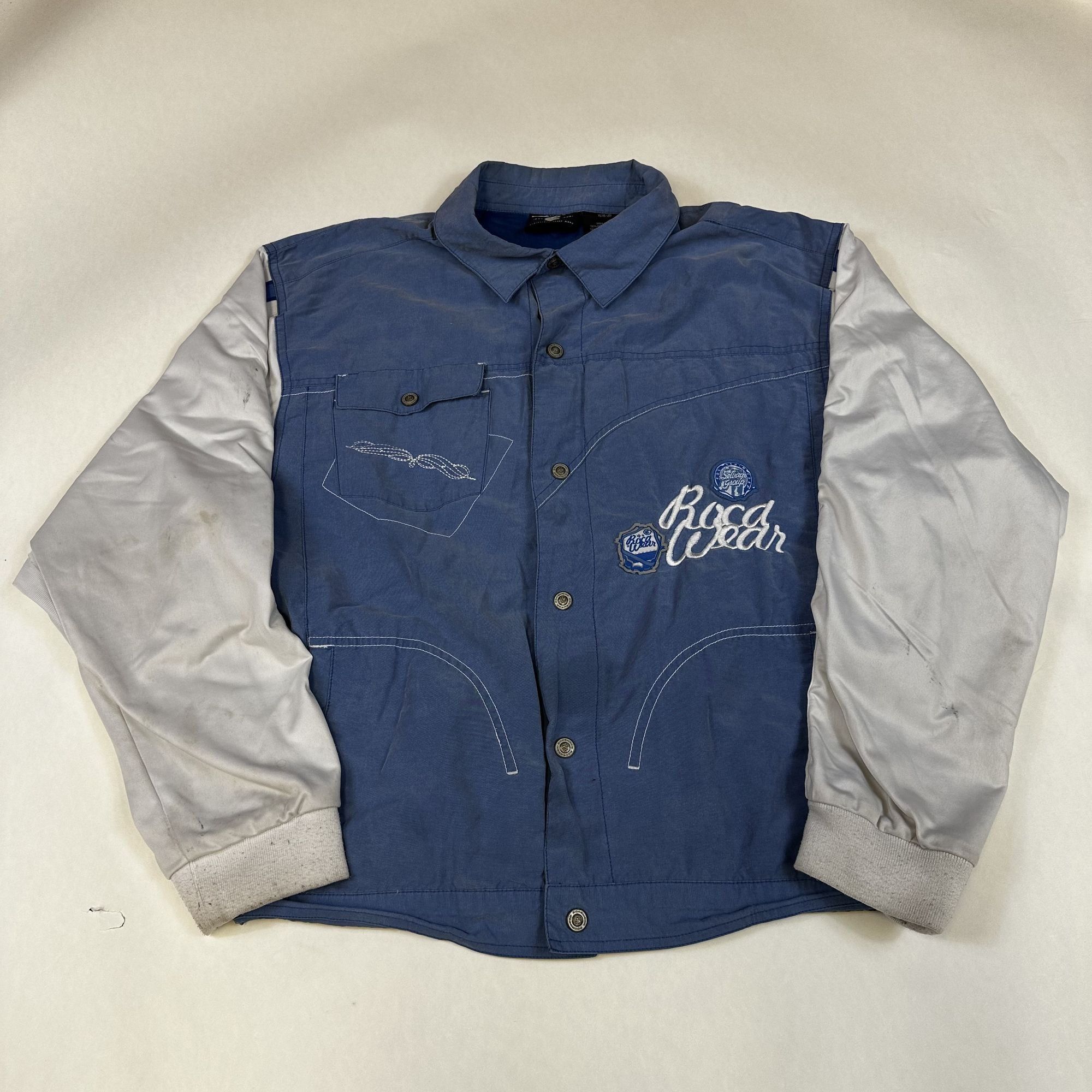 Rocawear Rocawear Mens XL Blue/White Button-Up Jacket W/ Embroidered Size US XL / EU 56 / 4 - 1 Thumbnail