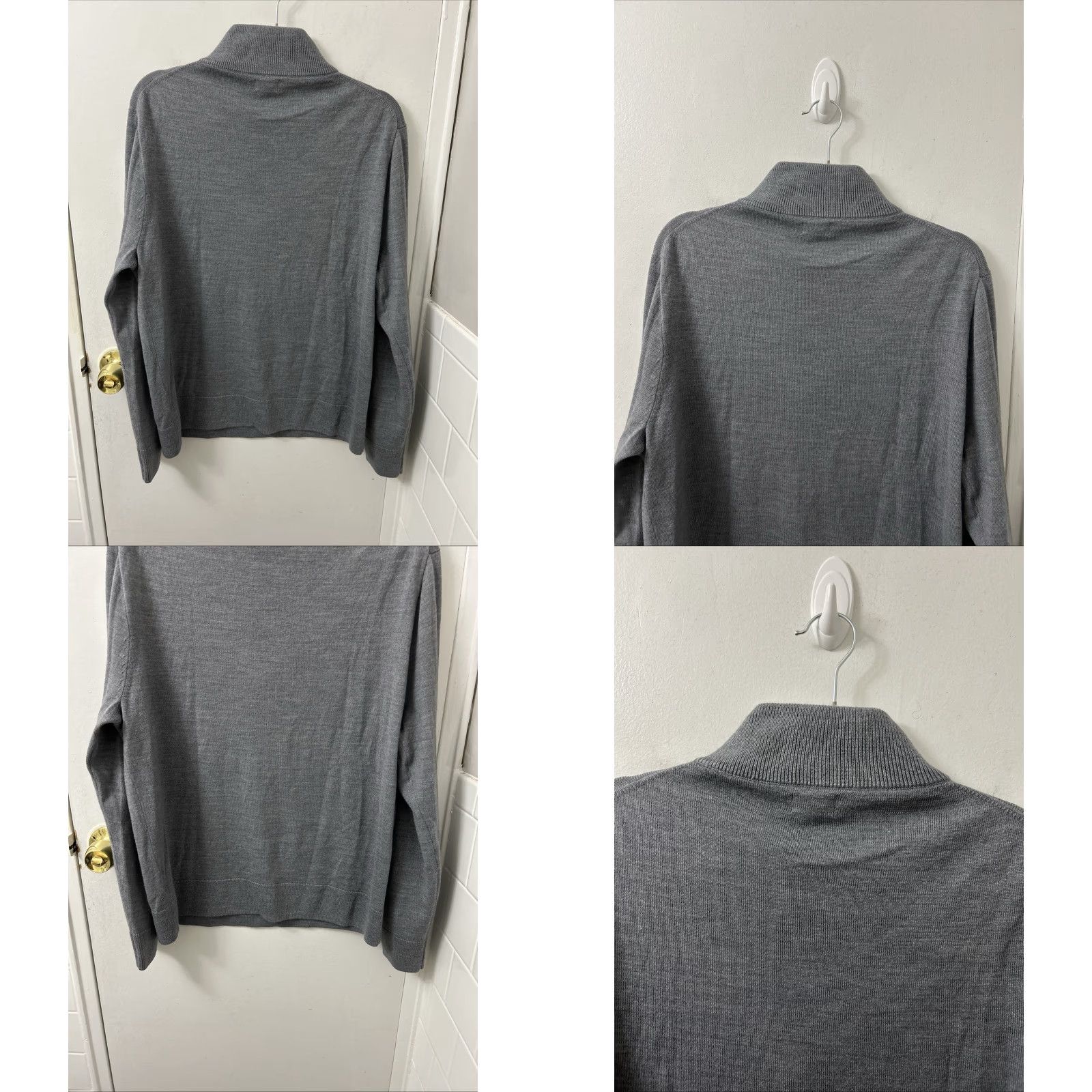 Vintage J Crew Sweater Mens Large Gray Merino Wool Blend 1/4 Zip Pullover Long Sleeve Size US L / EU 52-54 / 3 - 8 Thumbnail