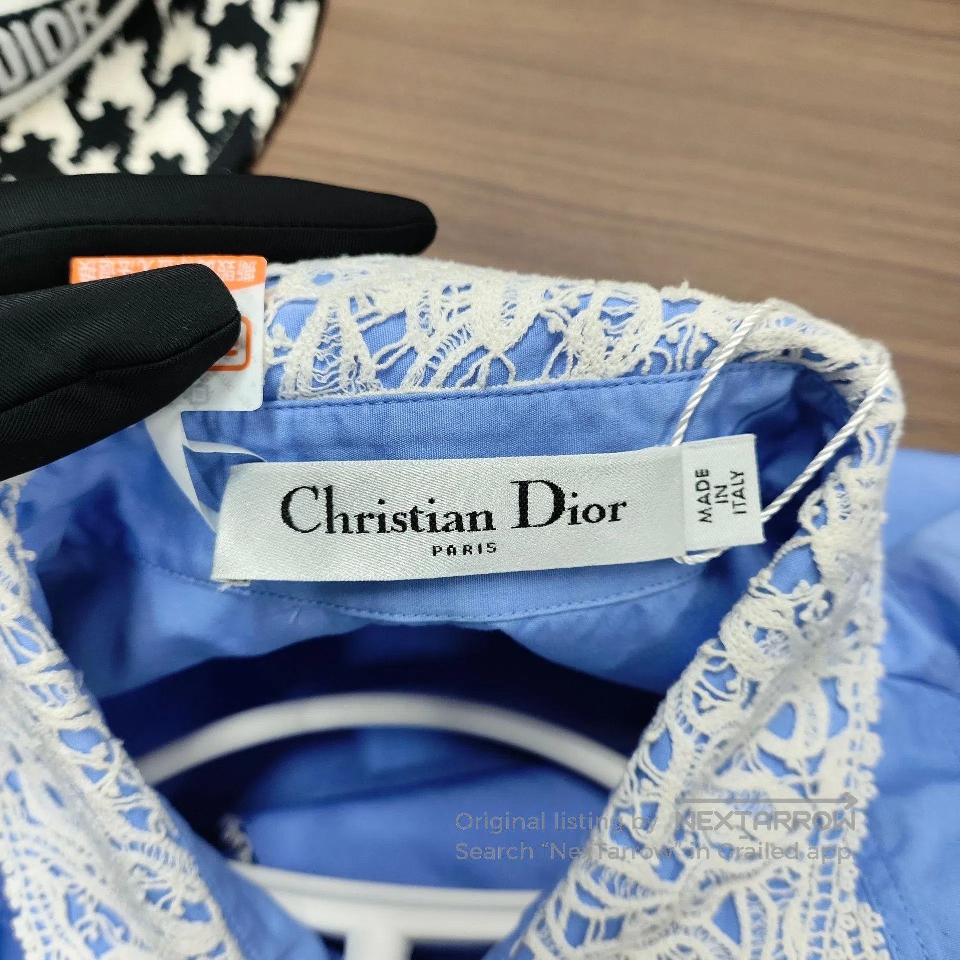 Dior Dior Blue Lace Collar Little Bee Embroidered Shirt Dress| Size XXS / US 00 / IT 34 - 3 Thumbnail