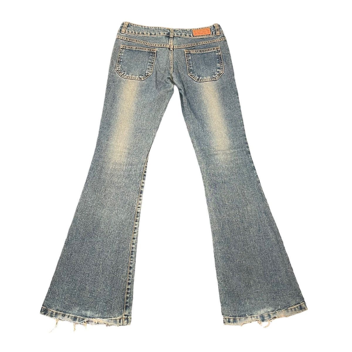 If Six Was Nine × Le Grande Bleu (L.G.B.) × Tornado Mart Flare Jeans Floral Embroidered Lace Washed Lolita Denim Size US 28 / EU 44 - 2 Thumbnail