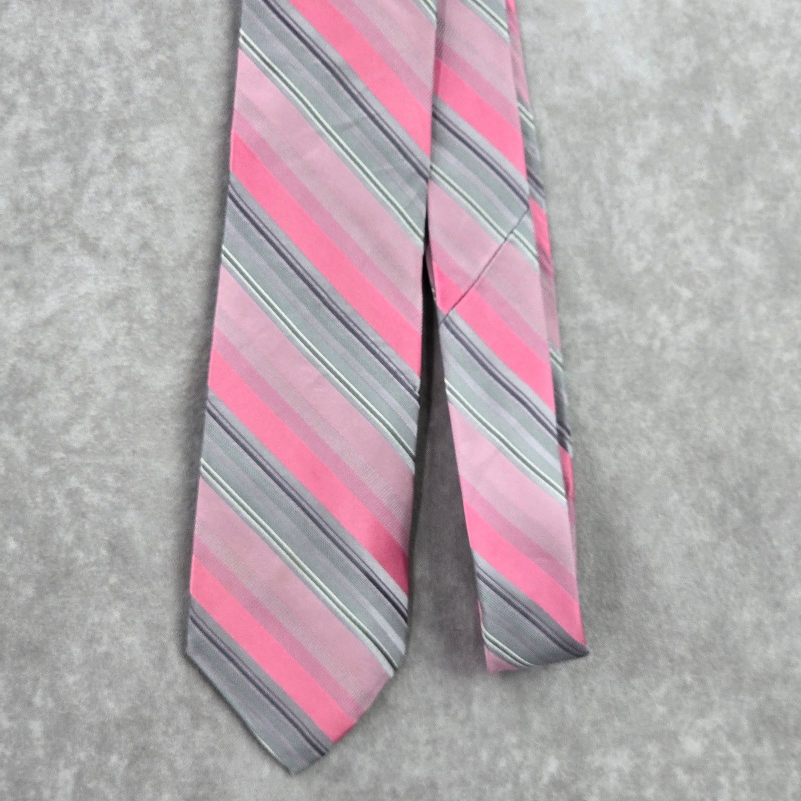 Calvin Klein Calvin Klein Pink Gray Stripe 100% Silk Men's Neck Tie NWOT Size 30 - 2 Thumbnail