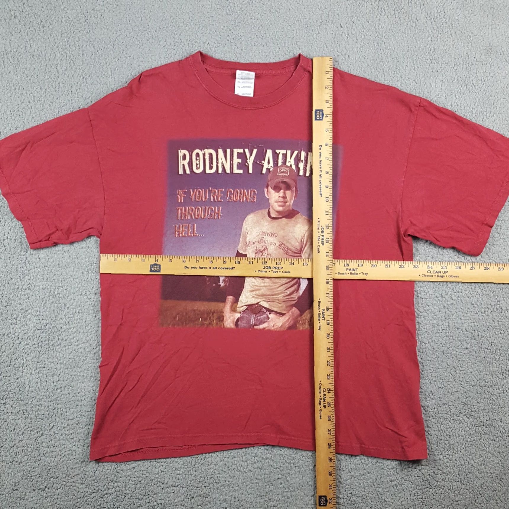 Gildan VINTAGE Rodney Atkins Tour 2007 Country Music T-Shirt XL Red Cotton Band Western Y2K Unisex Size US XL / EU 56 / 4 - 6 Thumbnail