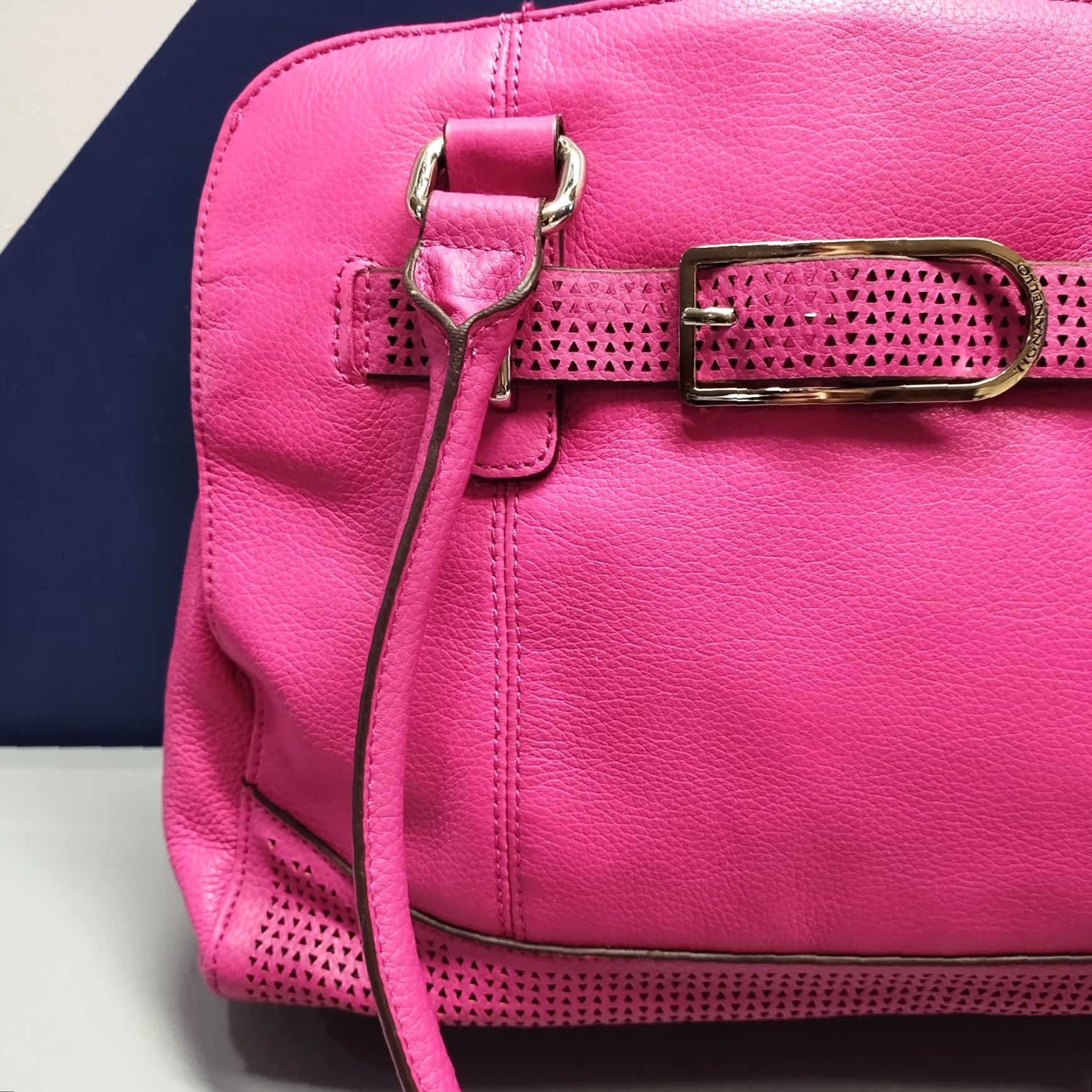 Doublet VINTAGE Tignanello Shoulder Bag Women Pink Solid Pebbled Lined Double Handle Size ONE SIZE - 2 Thumbnail