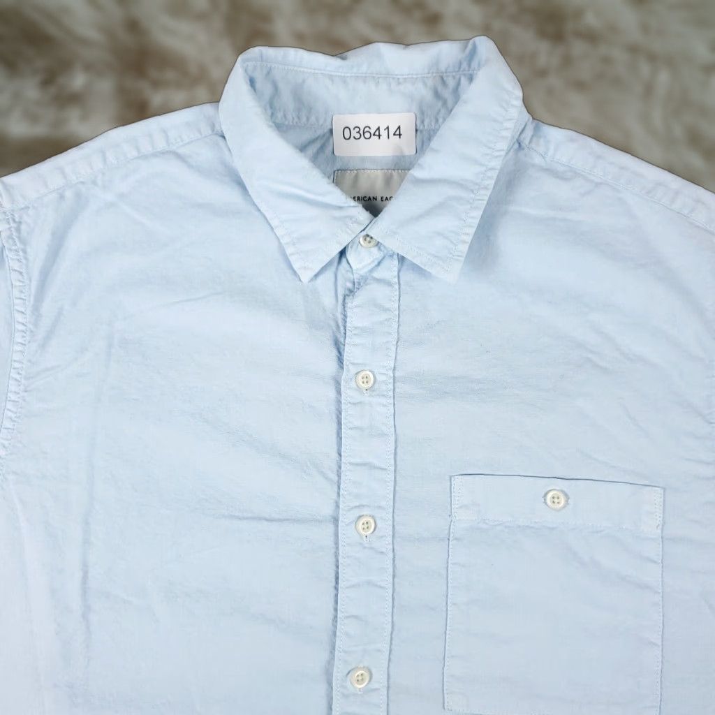 American Eagle Outfitters American Eagle Outfitters Shirt Men’s Large Blue Button-Up Short Sleeve Cotton Casual Size US L / EU 52-54 / 3 - 1 Thumbnail