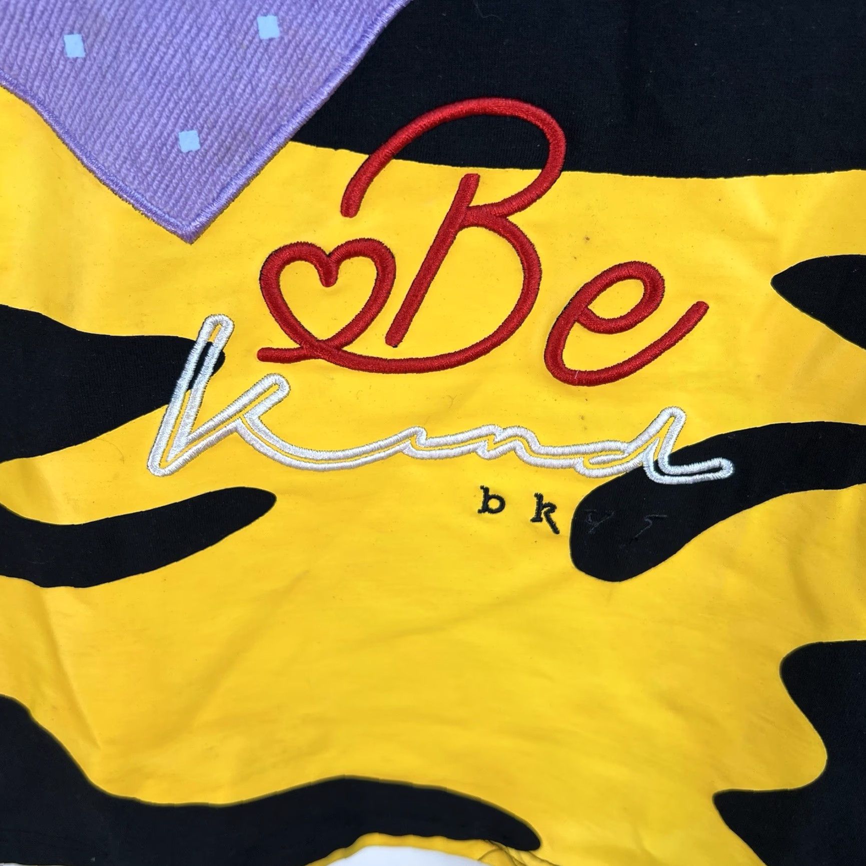 Vintage BKYS Be Kind Embroidered Patchwork T-Shirt Adult M Black Crew Neck Short Sleeve Cotton Blend Size US M / EU 48-50 / 2 - 4 Thumbnail