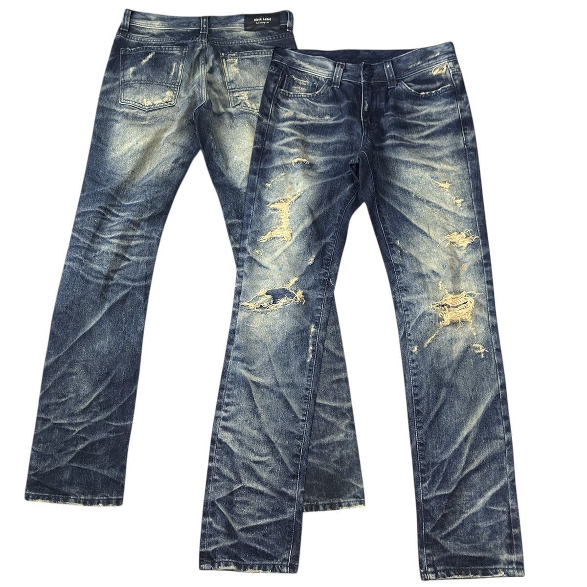 Black Label Distressed Black Label Paint Destroy Denim Jeans Amiri Style Size US 30 / EU 46 - 1 Thumbnail