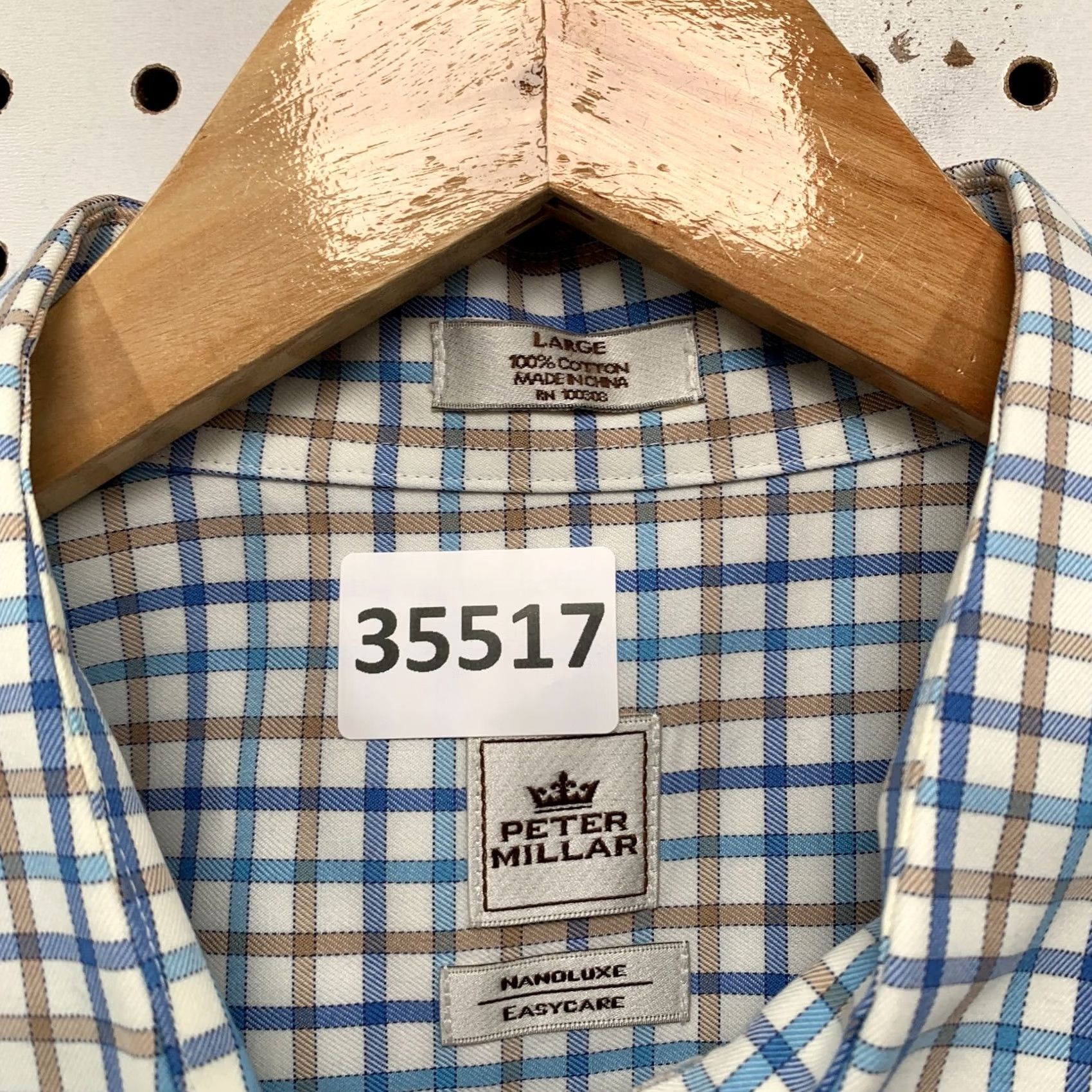 Peter Millar Peter Millar Button Shirt Mens Large Blue Check Long Sleeve Nanoluxe 24x33 Size US L / EU 52-54 / 3 - 7 Thumbnail