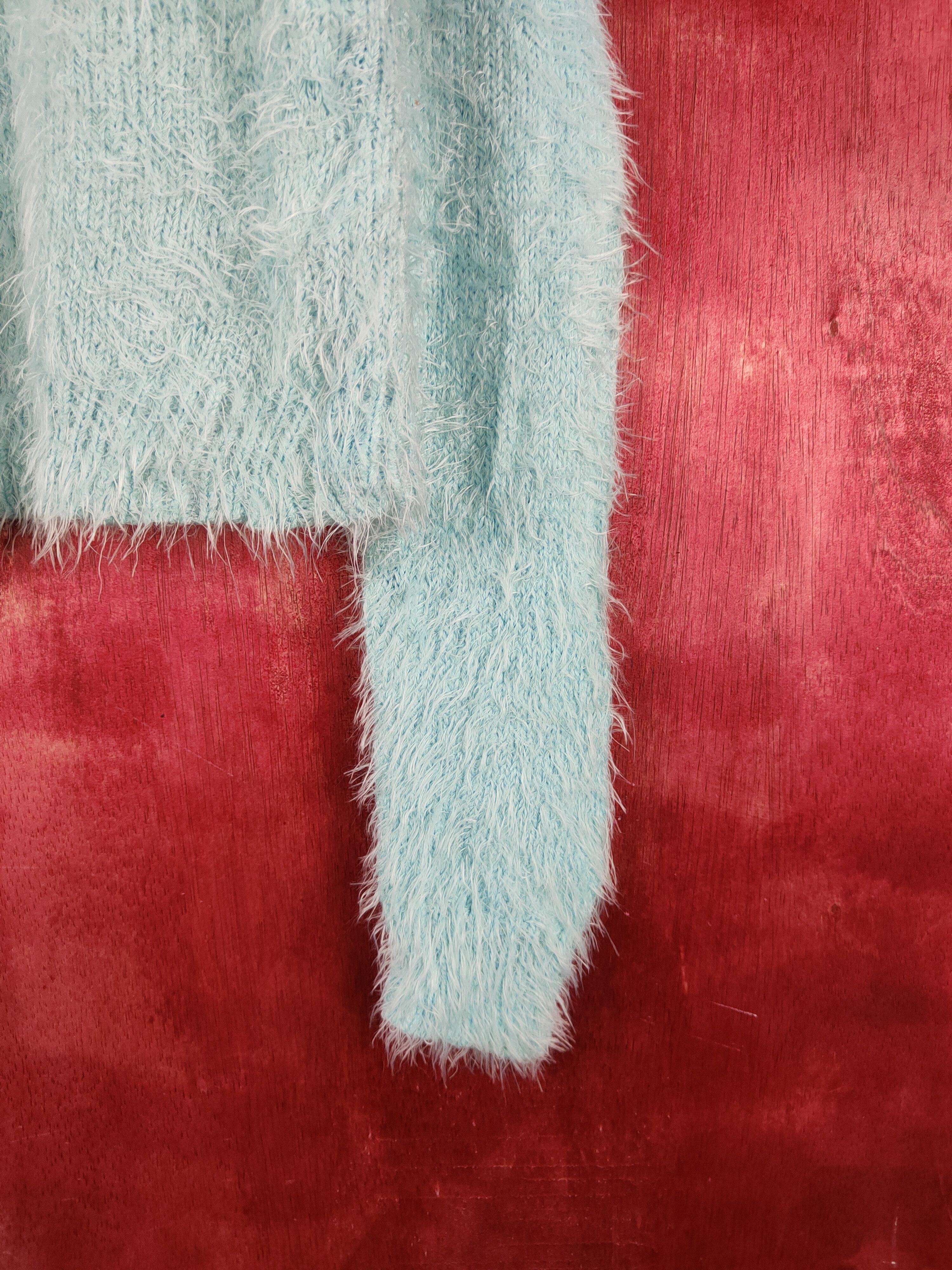Vintage Gorge Blue Shag Shaggy Fur Mohair Knitwear Cardigan #S1979 Size M / US 6-8 / IT 42-44 - 6 Thumbnail