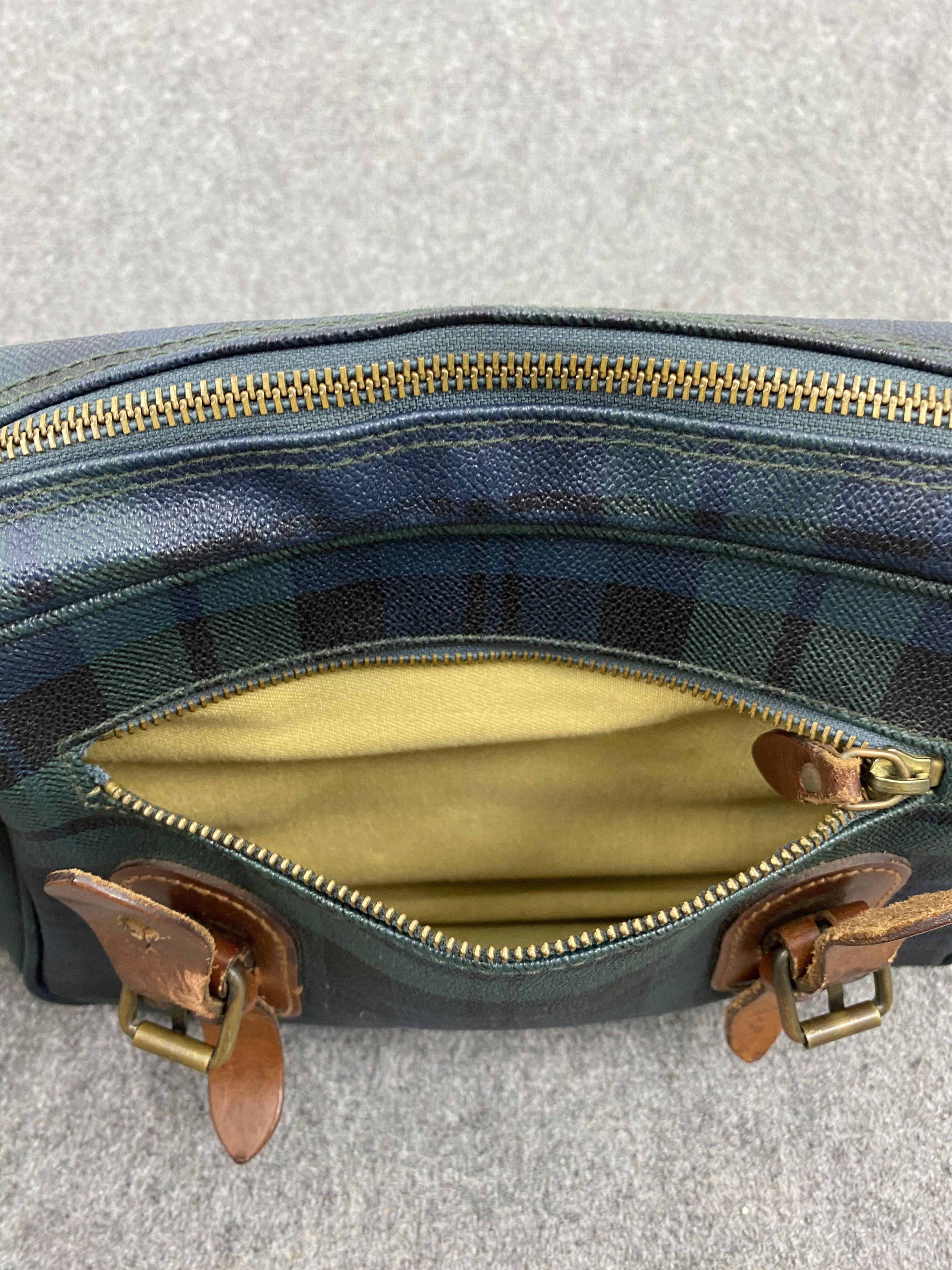 Polo Ralph Lauren × Vintage Vintage 90s Polo RL Plaid Blackwatch Leather Bag BG0108 Size ONE SIZE - 10 Thumbnail