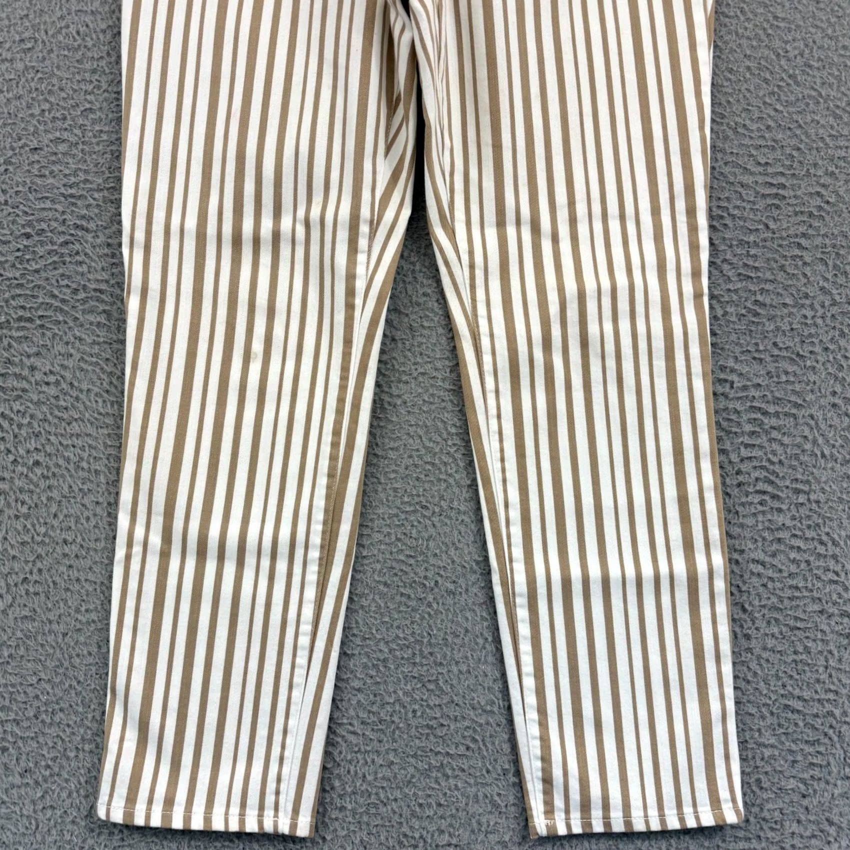 Vintage Chico's Pants Womens 1 So Slimming Girlfriend Ankle 32x30 Tan Striped Stretch Zip Size 25" / US 0 / IT 36 - 2 Thumbnail