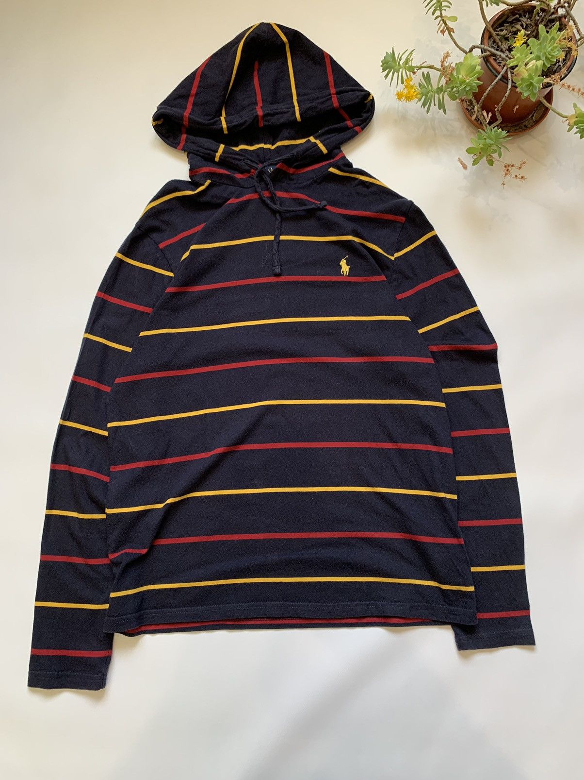 Pre-owned Polo Ralph Lauren X Vintage Polo Ralph Laurent Striped Hoodie Longsleeve In Multicolor