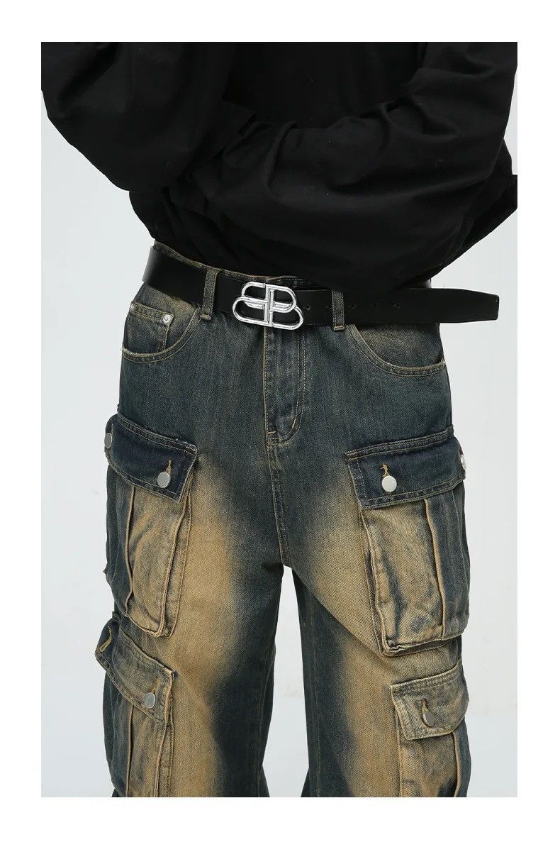 Japanese Brand × Jean Retro washed distressed workwear loose wide leg jeans Size US 32 / EU 48 - 7 Thumbnail