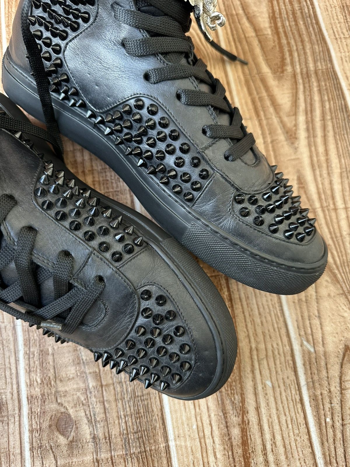Philipp Plein Phillip Plein Black Leather Studded Hightops / Eagle Size US 10 / EU 43 - 9 Thumbnail