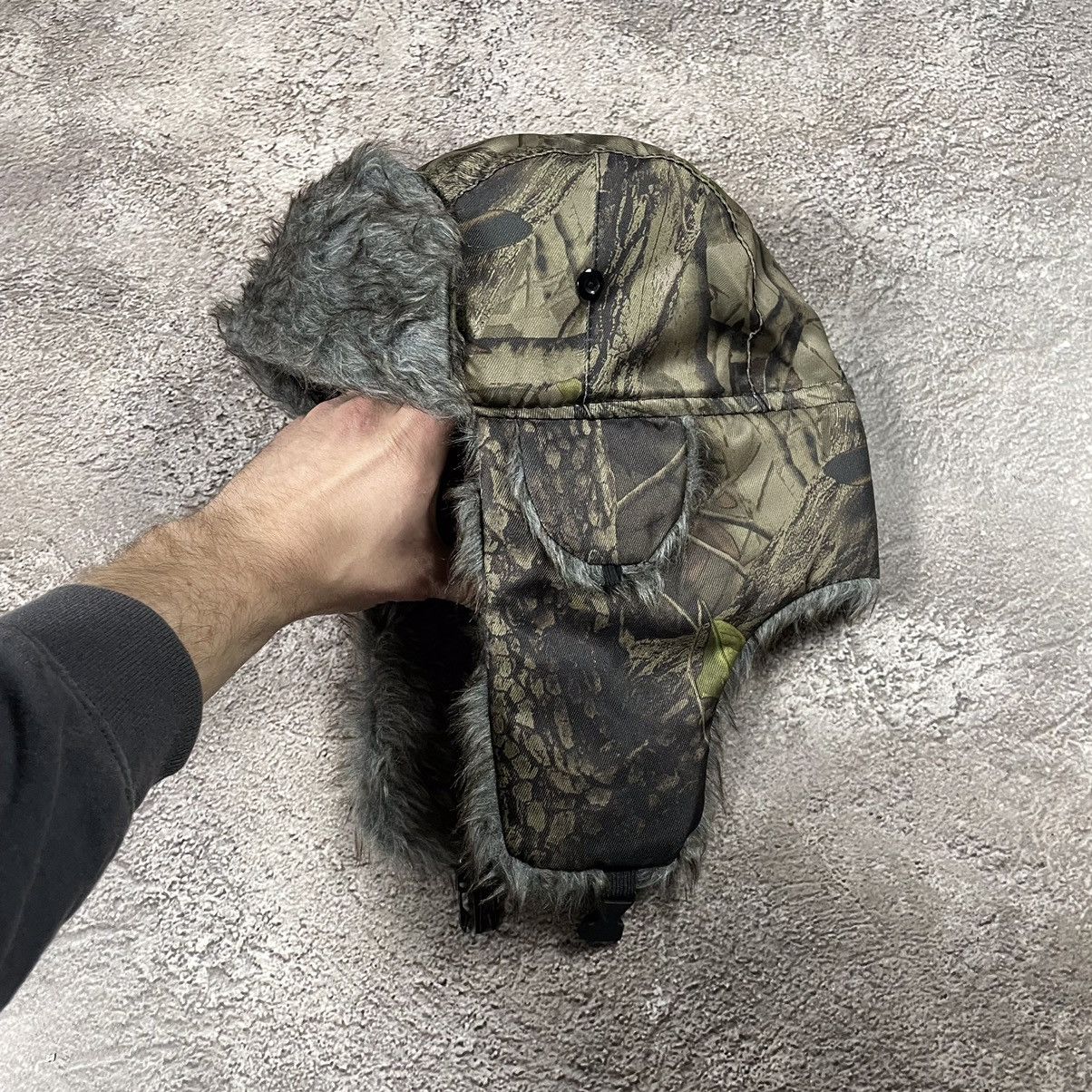 Vintage Vintage Forest Camo Beanie Furry Mohair Grunge Alt Baggy OS Size ONE SIZE - 1 Thumbnail