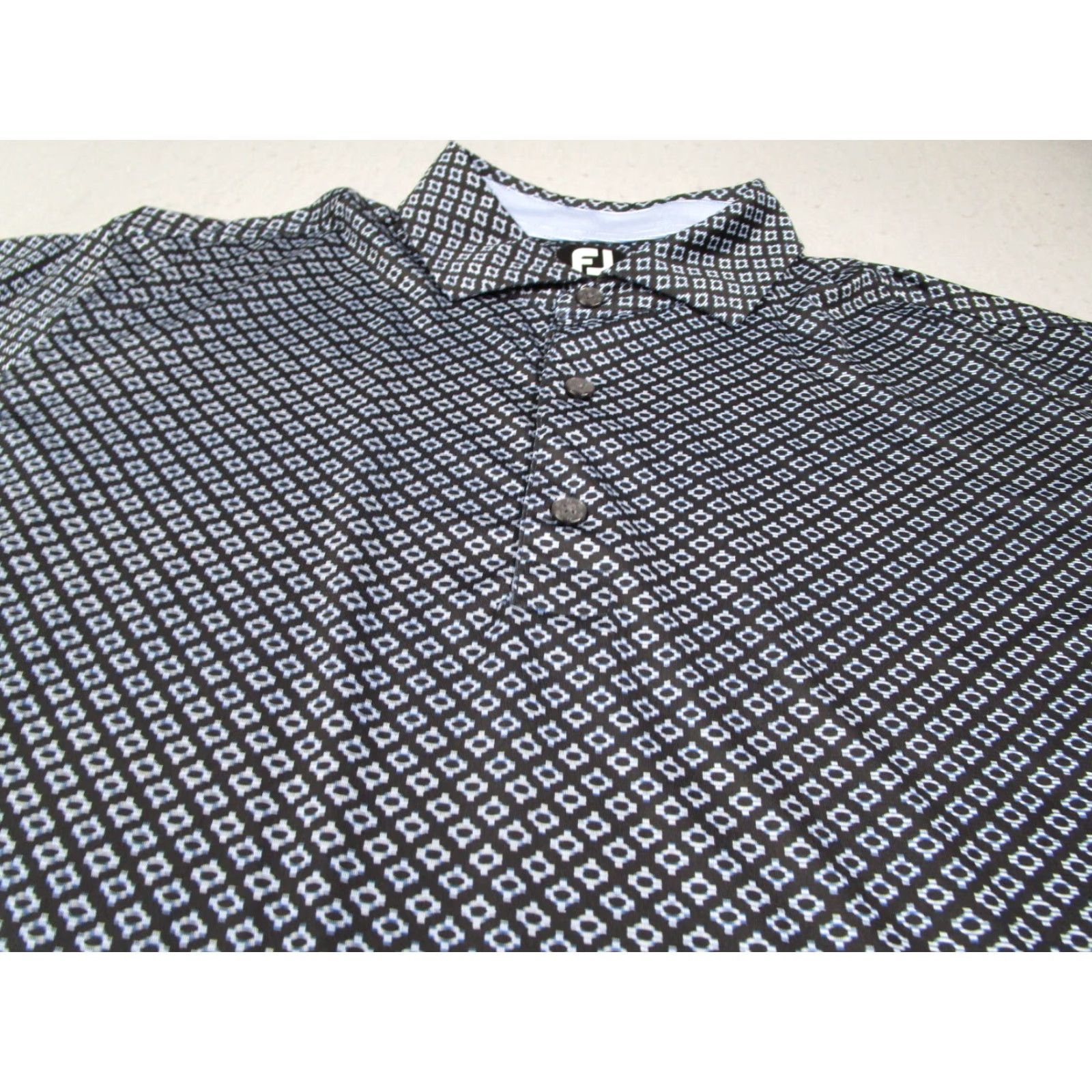 Footjoy FootJoy Polo Shirt Mens XL Blue Performance Golf Short Sleeve Abstract Geometric Logo Comfort Size US XL / EU 56 / 4 - 2 Thumbnail