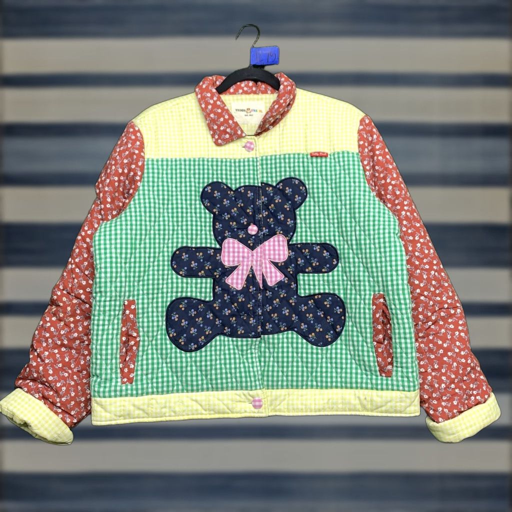Teddy Fresh Teddy Fresh Jacket Womens XL Multicolor Quilted Teddy Bear Patchwork Gingham Size XL / US 12-14 / IT 48-50 - 1 Thumbnail