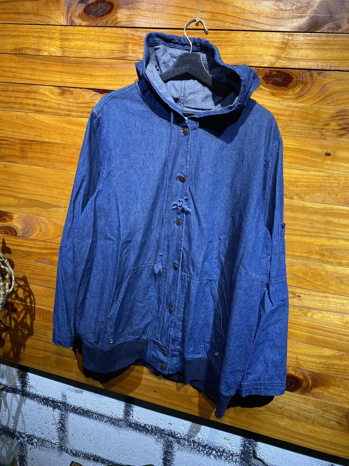 Japanese Brand Chihiro Yasuda Vintage Denim Hooded Jacket – Japanese Size US XL / EU 56 / 4 - 4 Thumbnail