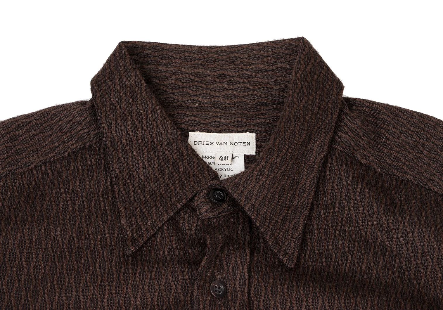 Dries Van Noten Wool Acrylic Cable Pattern Shirt in Brown, Size 48 Size US M / EU 48-50 / 2 - 5 Thumbnail