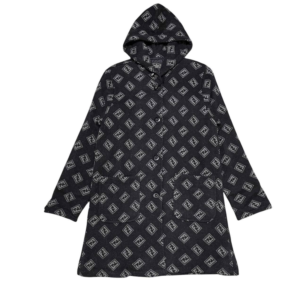 Fendi Vintage Fendi Monogram Wool Hooded Jacket Size US M / EU 48-50 / 2 - 1 Thumbnail