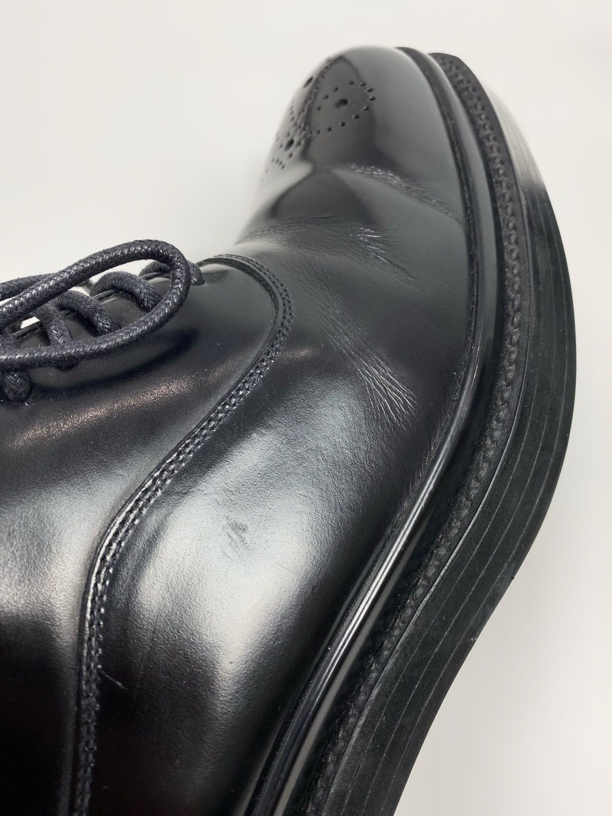 Prada Prada Black Brushed Leather Oxford Shoes Size US 7 / EU 40 - 12 Thumbnail