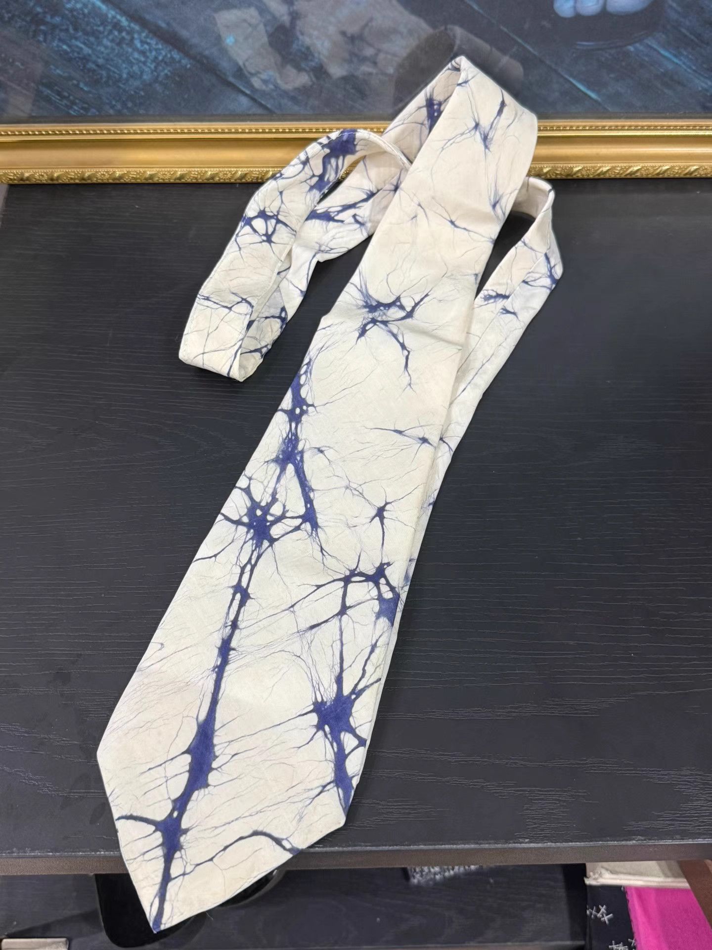 Comme des Garcons Homme Comme des Garçons Homme Blue Vein Print Silk Tie K20 Size ONE SIZE - 1 Thumbnail