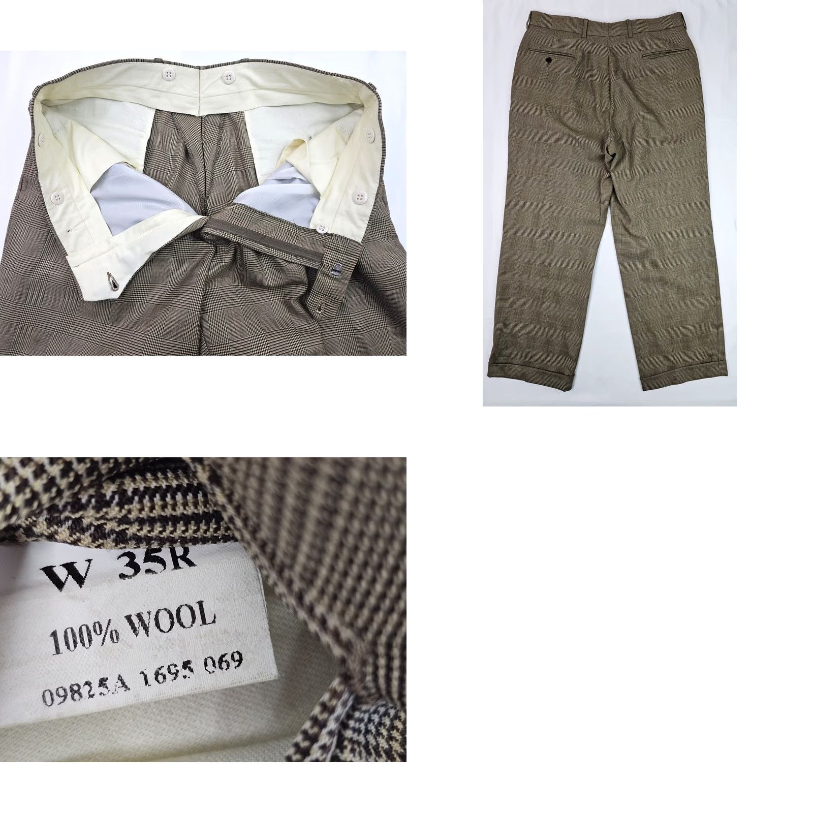 Jos. A. Bank VINTAGE Jos A Bank Glen Check Plaid 100% Wool Suit Jacket 41R Pants 35R Beige Men 2 Piece Formal Business Glen Check Wool Suit Mens Size 42R - 11 Thumbnail