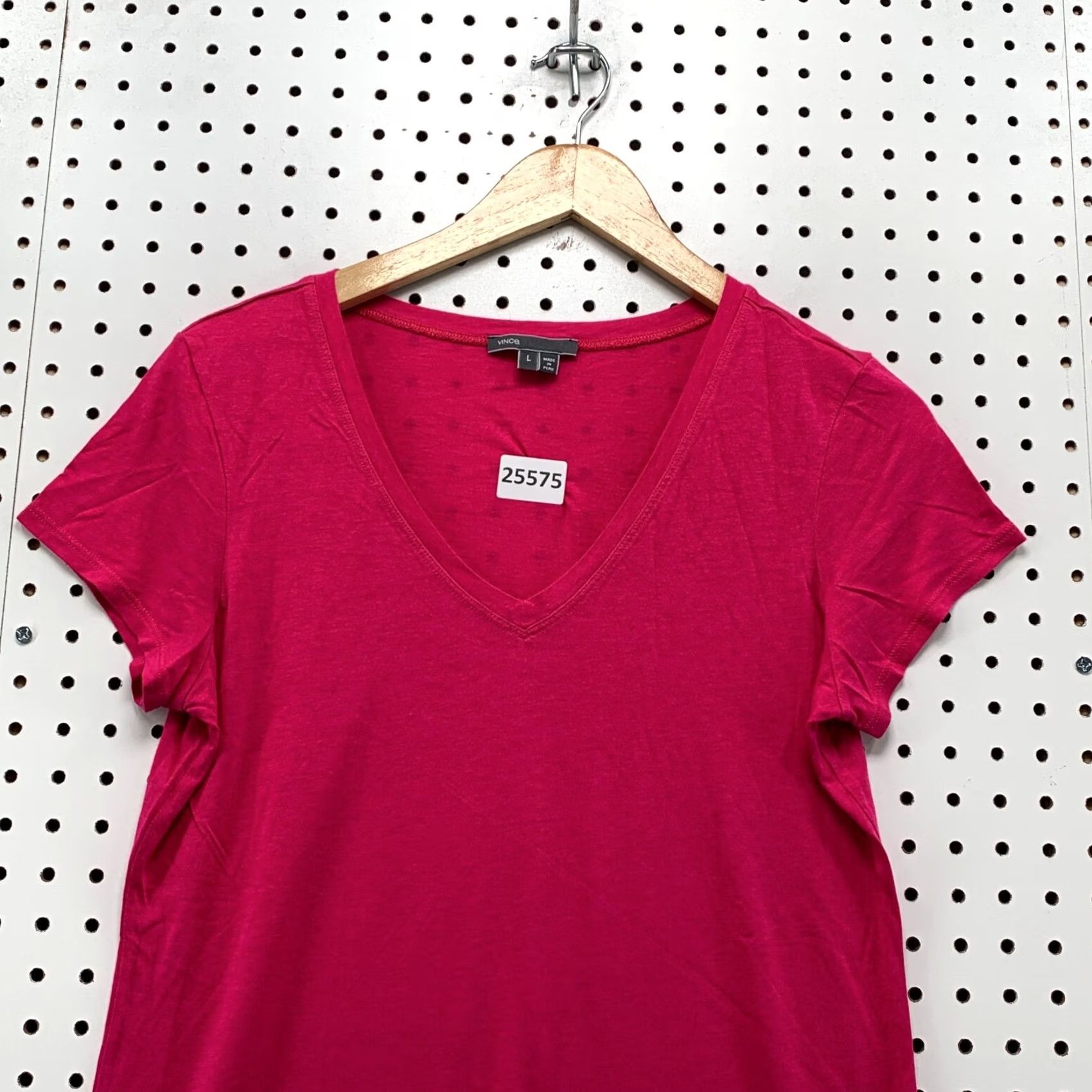 Vince Vince Lightweight V Neck Pink Top Shirt Womens Large Short Sleeve 17.5x26 Size L / US 10 / IT 46 - 2 Thumbnail