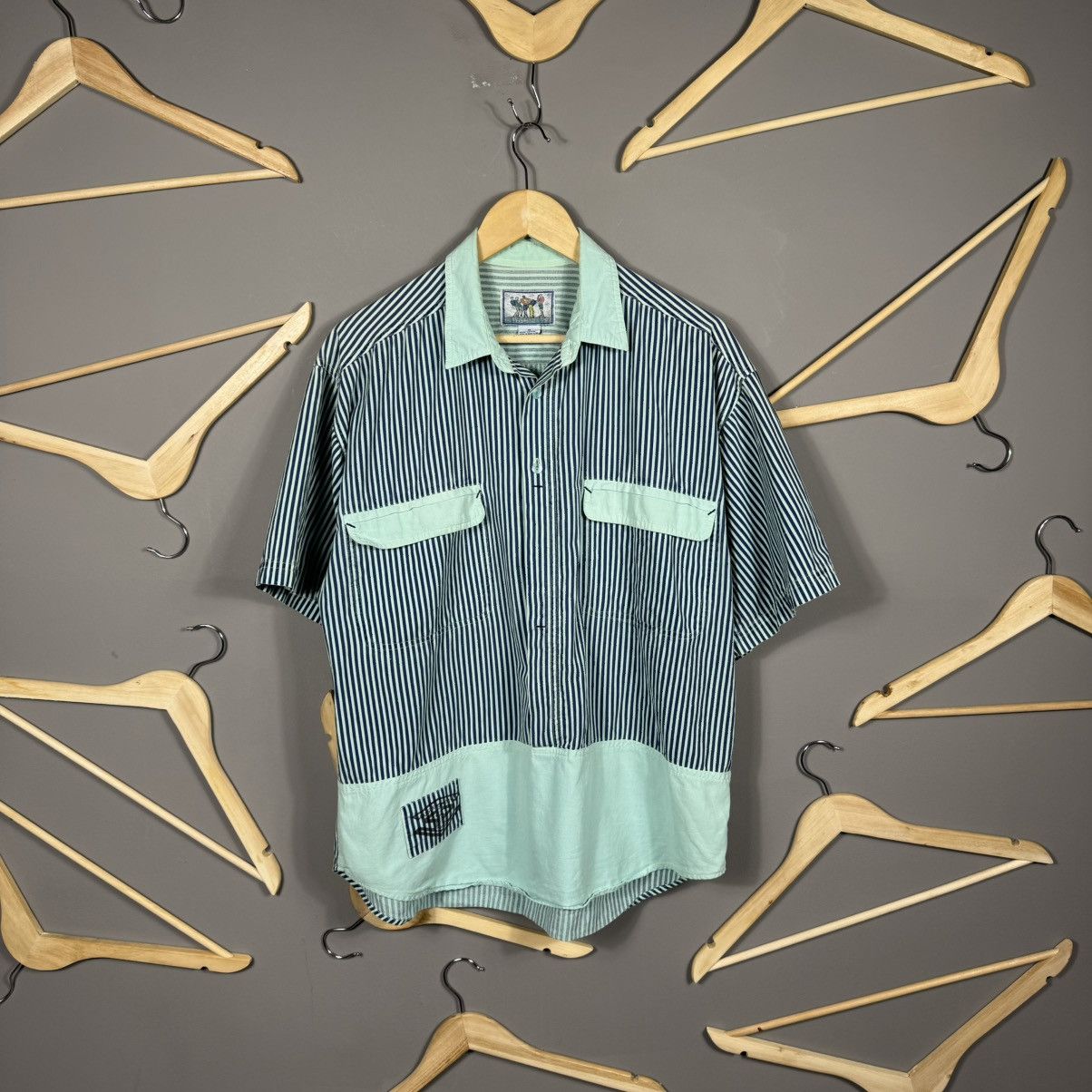 Vintage Vintage Bugle Boy Striped Workwear Shirt Size US M / EU 48-50 / 2 - 1 Thumbnail