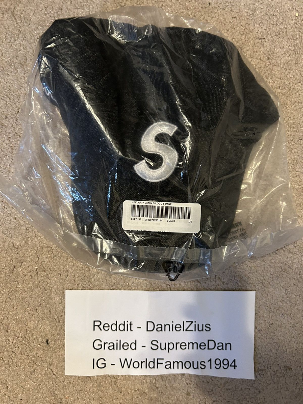 Supreme Supreme x Kevlar Denim S Logo 6-Panel 'Black' Size ONE SIZE - 4 Thumbnail