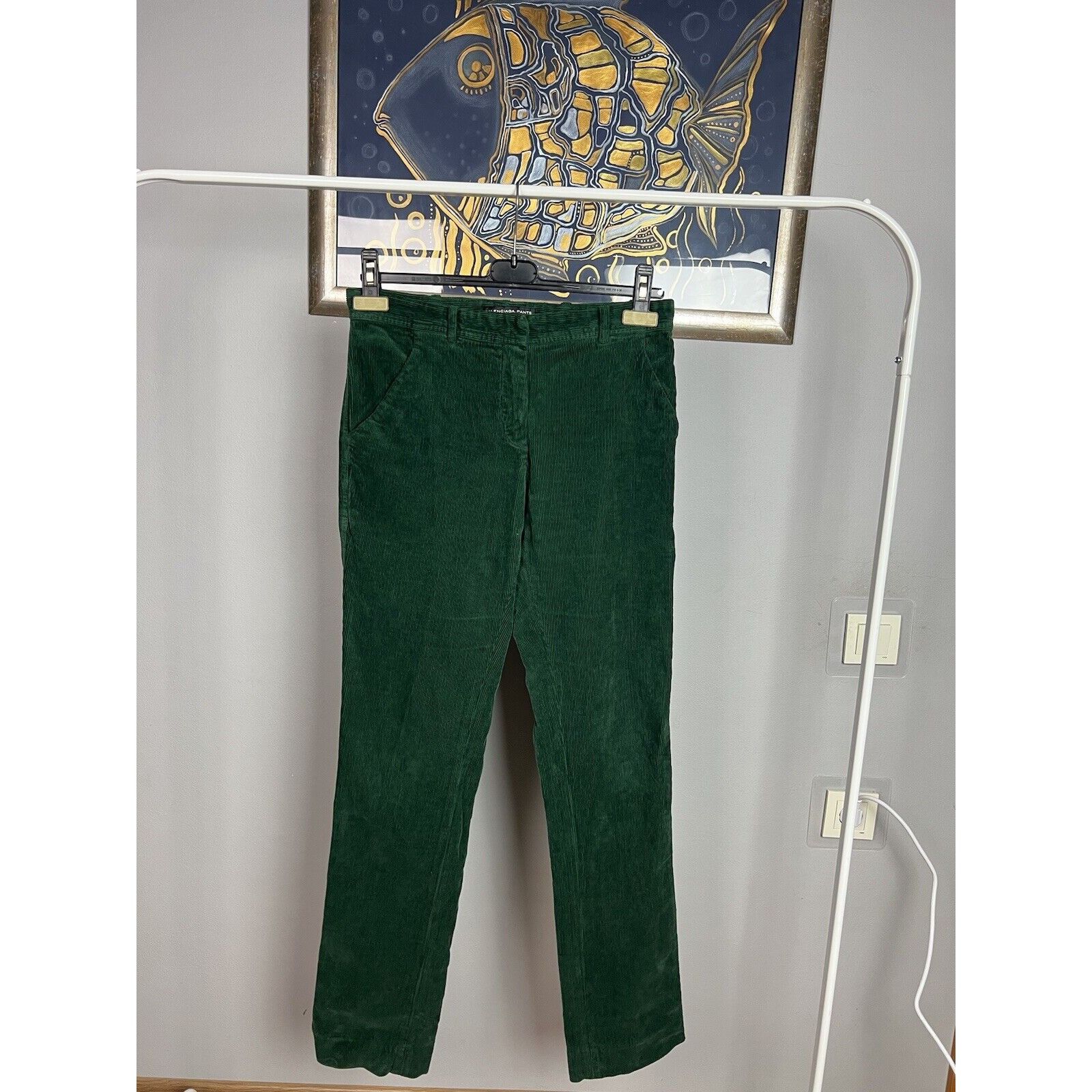 Balenciaga Balenciaga Women`s Emerald Green Corduroy Straight Chino Pa Size US 36 / EU 52 - 3 Thumbnail