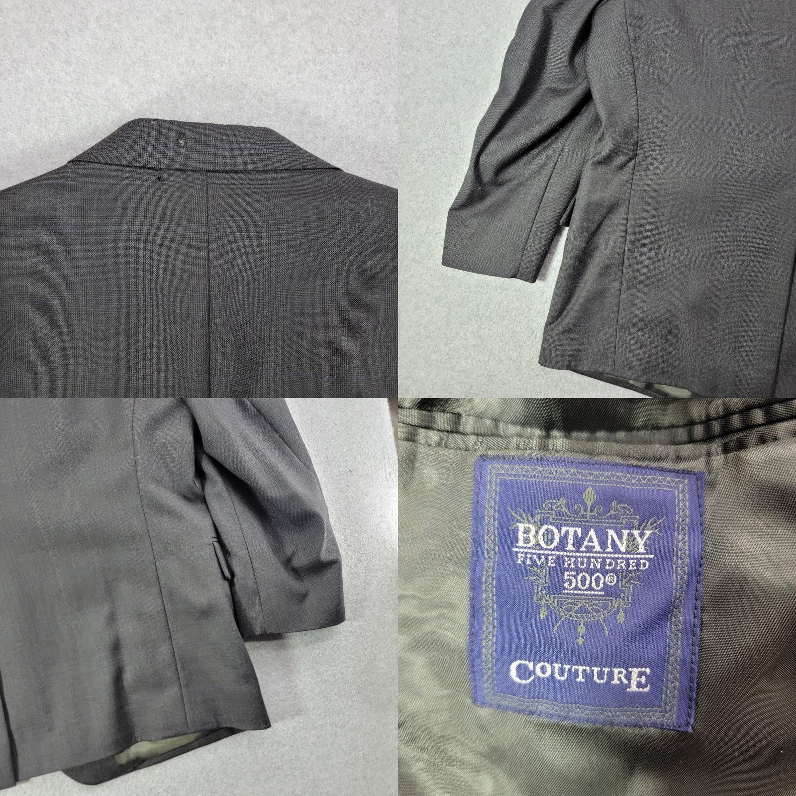 Vintage Botany 500 Suit Jacket Mens 44 Short Gray Check 2 Button Blazer Made USA Size US 44 / EU 60 - 8 Thumbnail