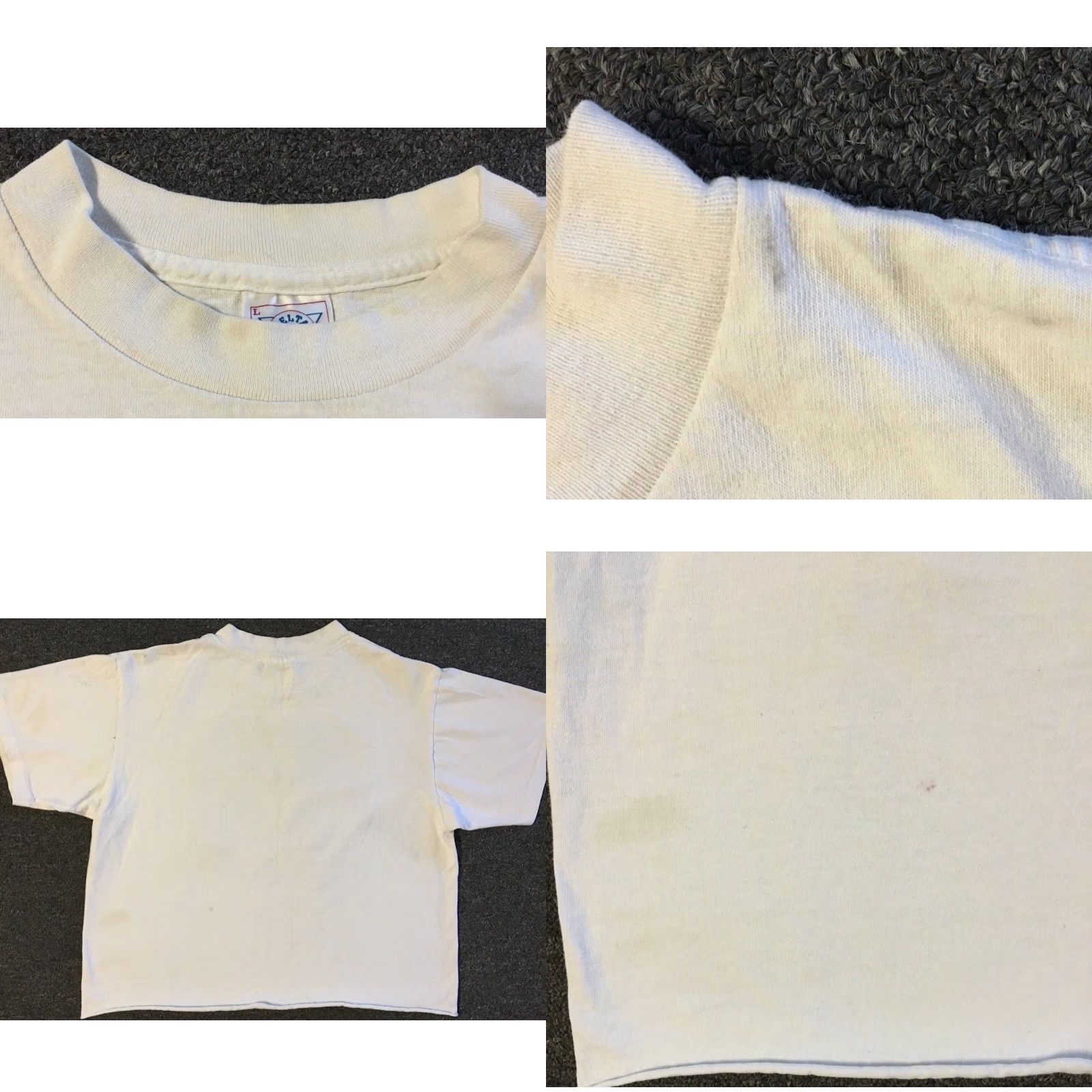 Vintage Vtg 90s Dark Secret To Chicken Fried Steak Faded Crop Shirt L Funny Joke Grunge Shirt Womens L White Distressed 80s Grunge Humor USA California Surf Size L / US 10 / IT 46 - 9 Thumbnail
