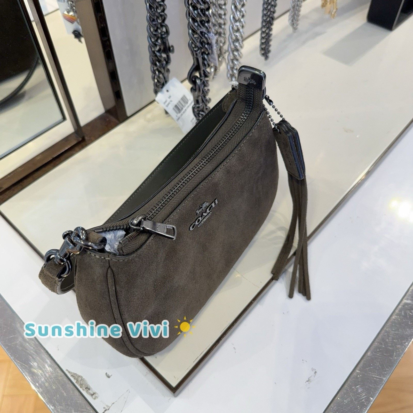 Coach NWT Coach Teri Mini Crossbody Bag CCE42 suede/Qb/Army Green Size ONE SIZE - 2 Thumbnail