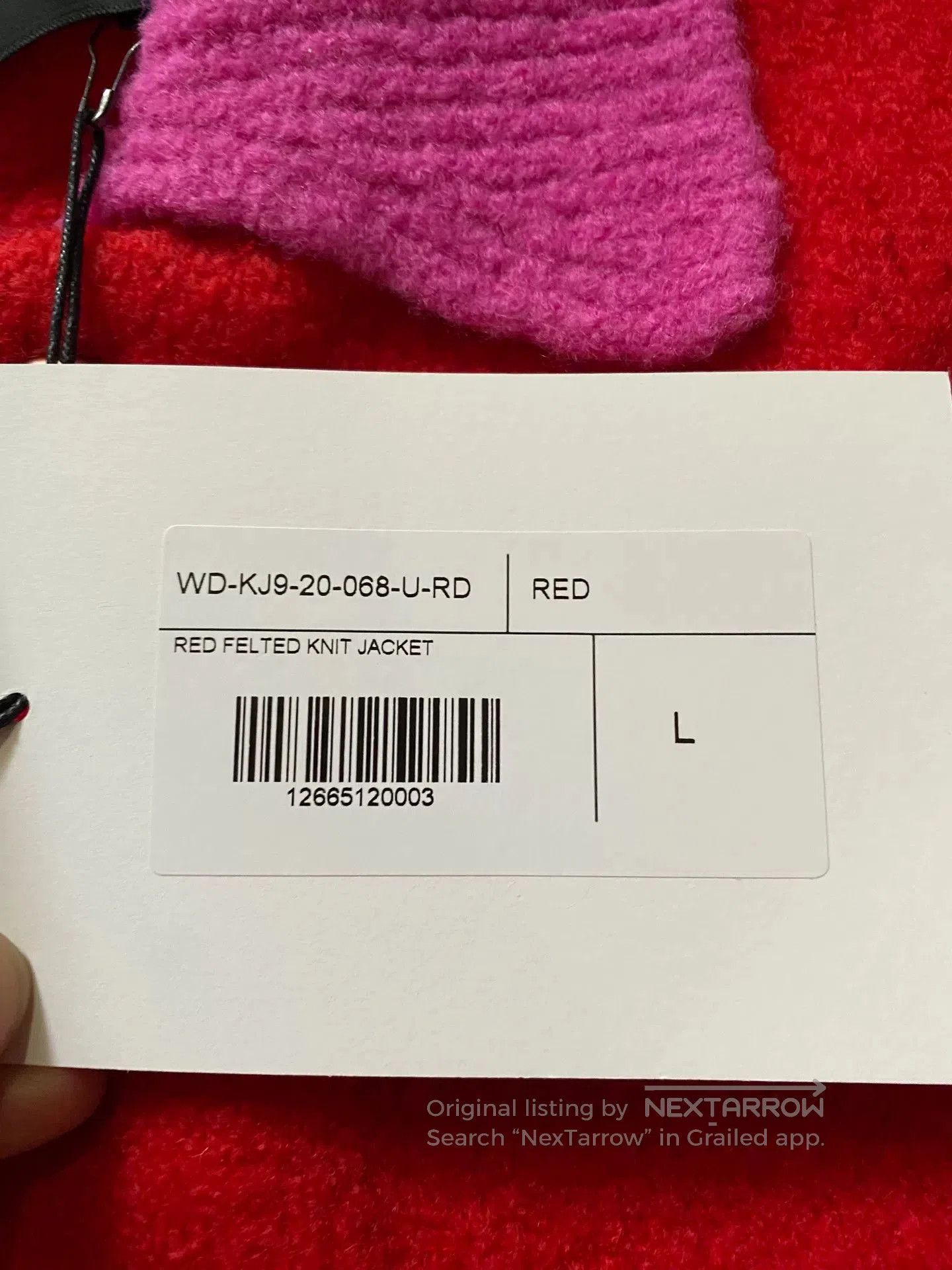 WE11DONE red and pink knit cardigan with logo. Size M / US 6-8 / IT 42-44 - 4 Thumbnail