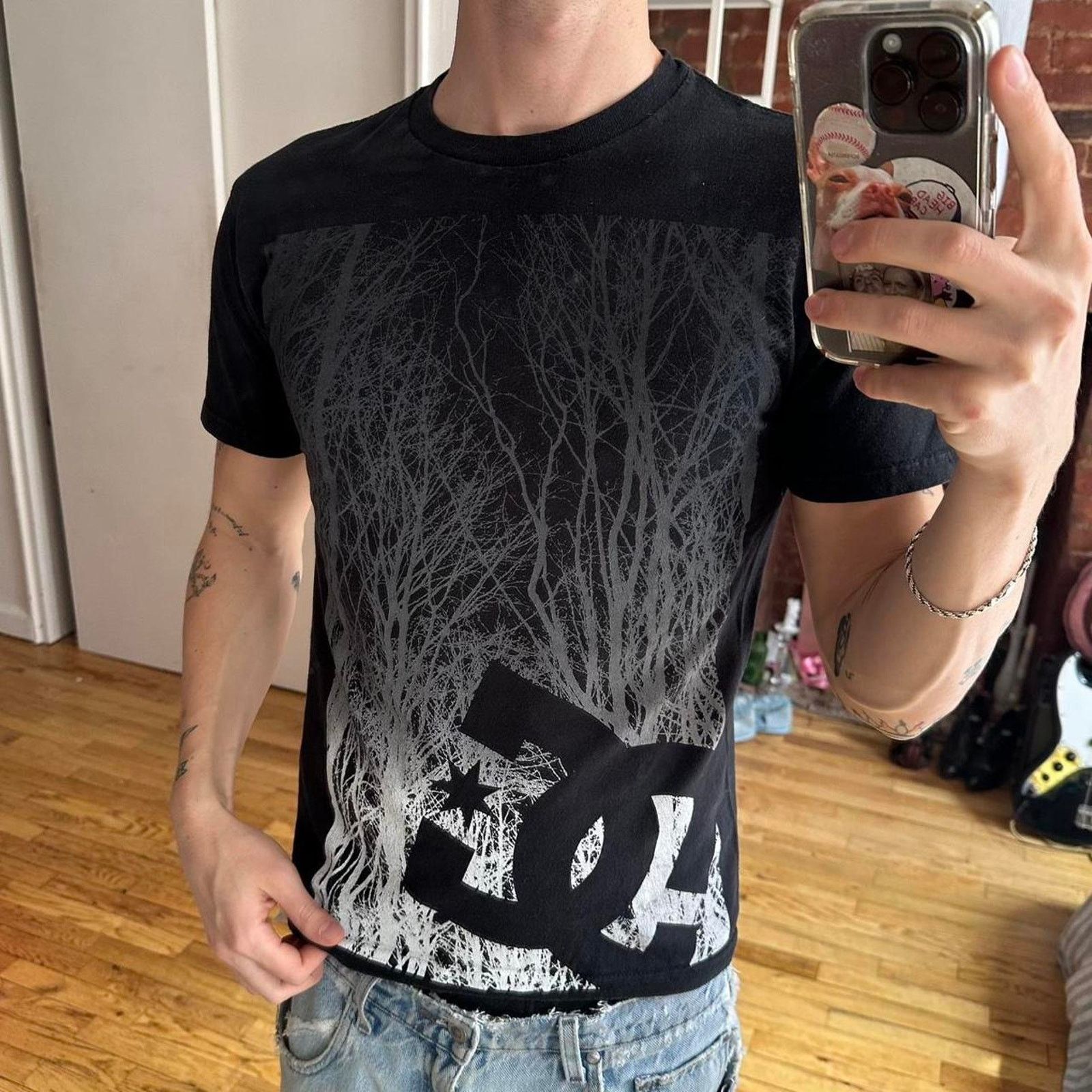 DC Black Faded Tight Y2K 2000s DC Skate Graphic AOP Shirt Size US S / EU 44-46 / 1 - 6 Thumbnail