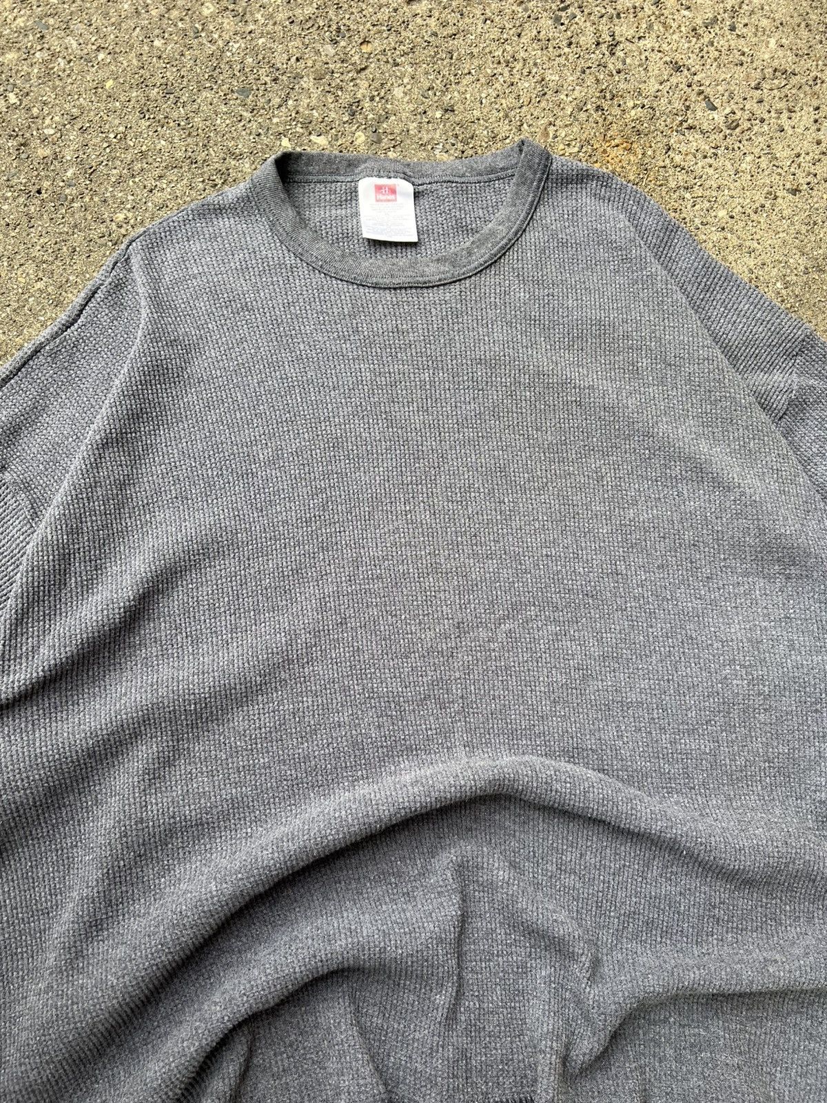 Hanes × Japanese Brand × Vintage Vintage 90s Hanes Cropped Fit Baggy Blank S/S Thermal XXL Size US XXL / EU 58 / 5 - 2 Thumbnail