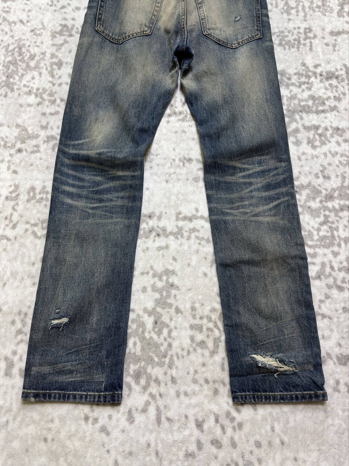 MNML Y2K MNML Blue Yarn Heavy Distressed Denim Jeans Size US 31 - 14 Thumbnail