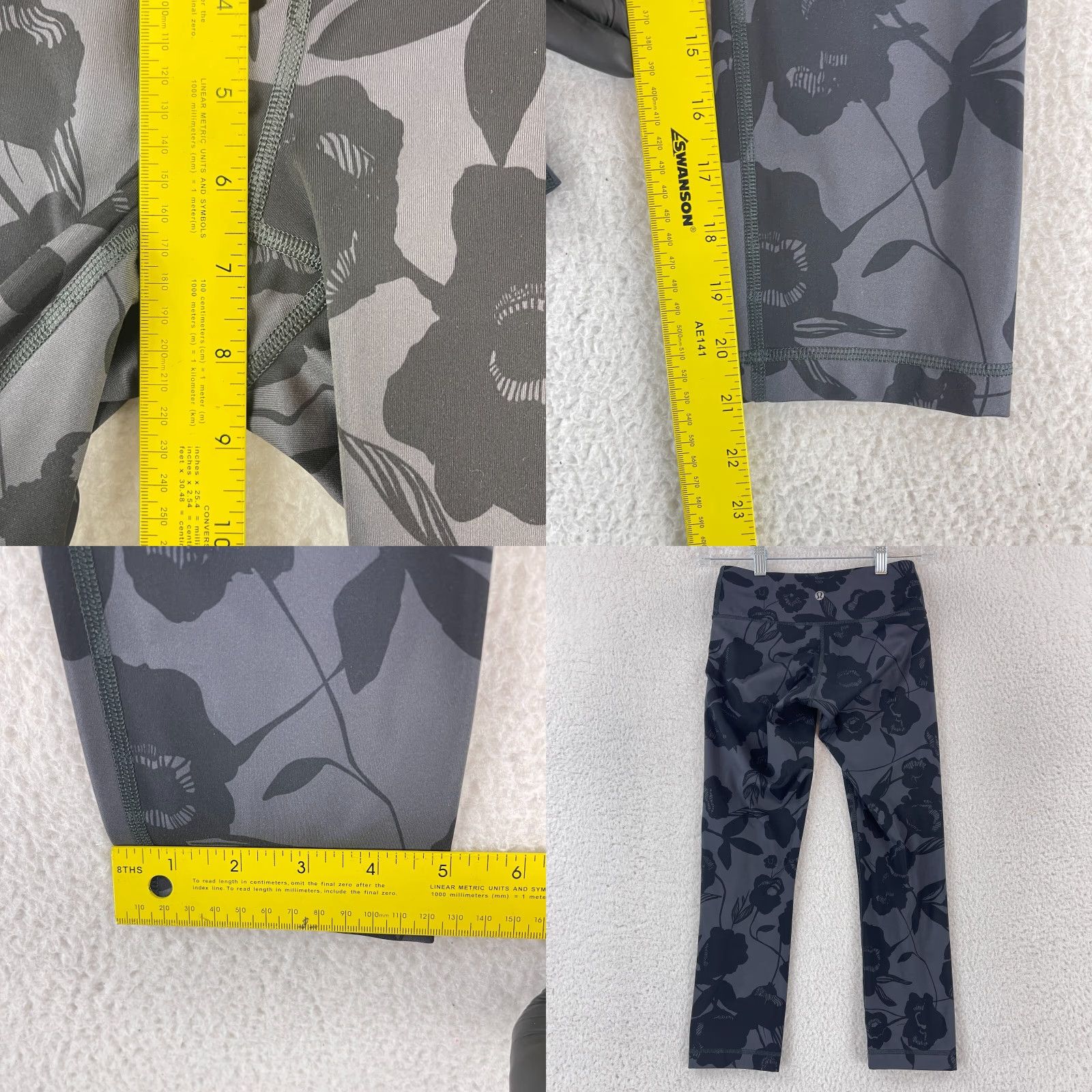 Lululemon Lululemon Wunder Under Crop II Leggings Womens Size 2 Gray Floral Print Athletic Size 26" / US 2 / IT 38 - 8 Thumbnail
