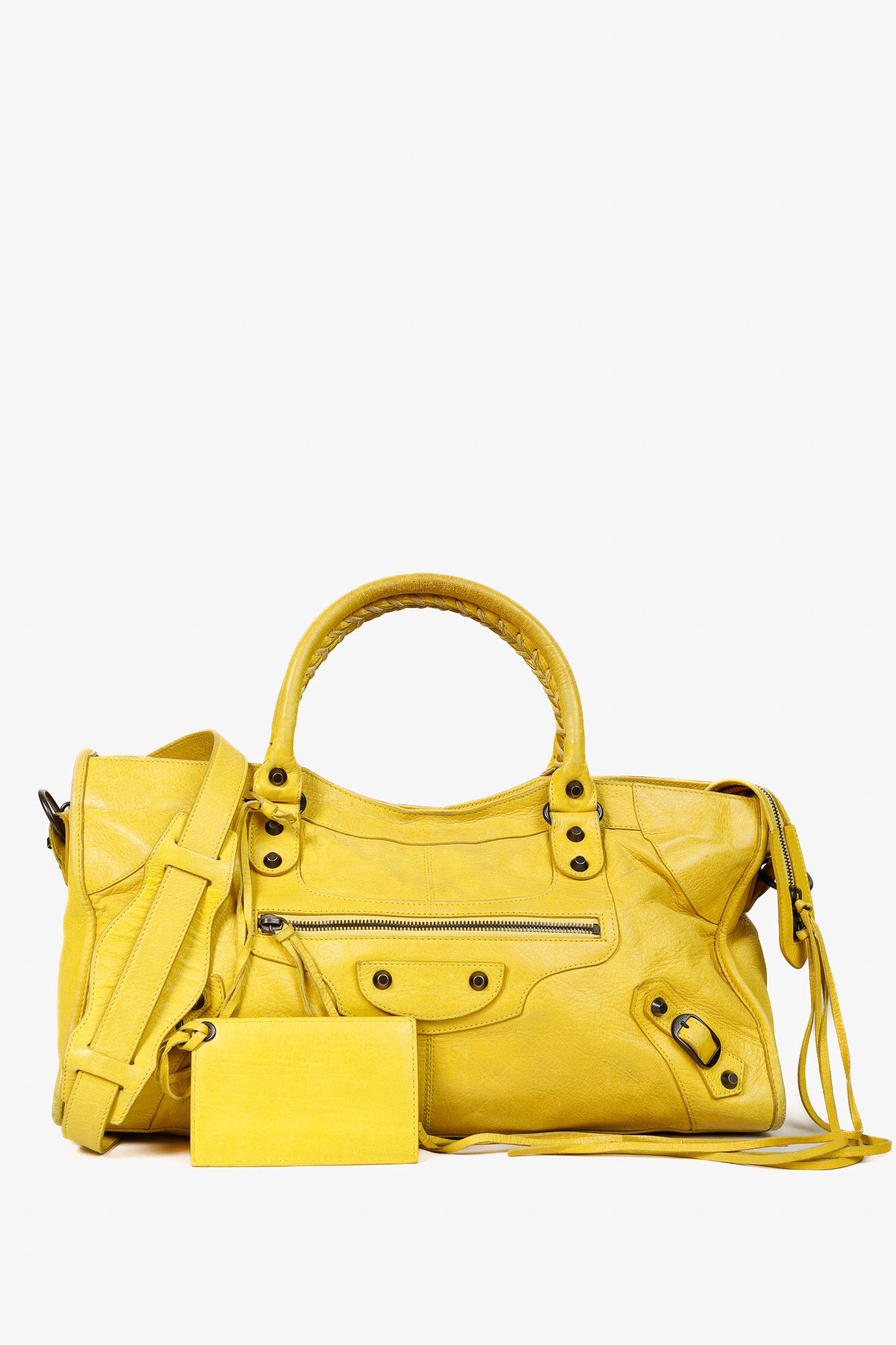 Balenciaga Part Time Mimosa Leather Tassel Shoulder Bag in Yellow, Women's