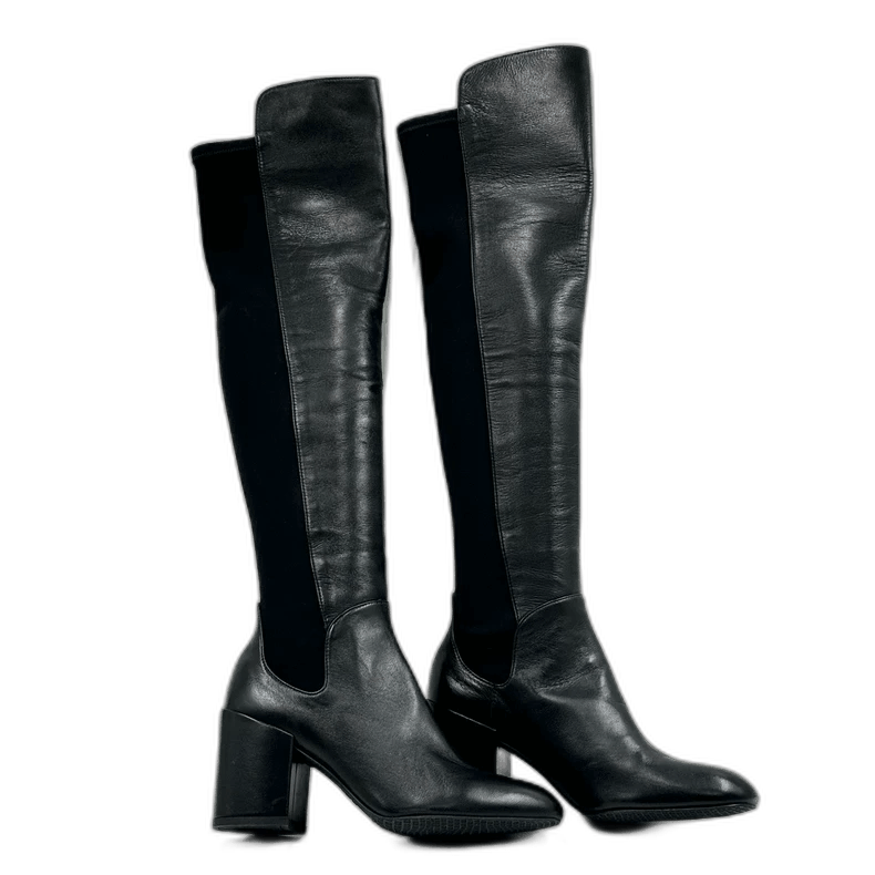 Stuart Weitzman Stuart Weitzman Black Leather Knee High Boots Size US 5 / IT 35 - 1 Thumbnail