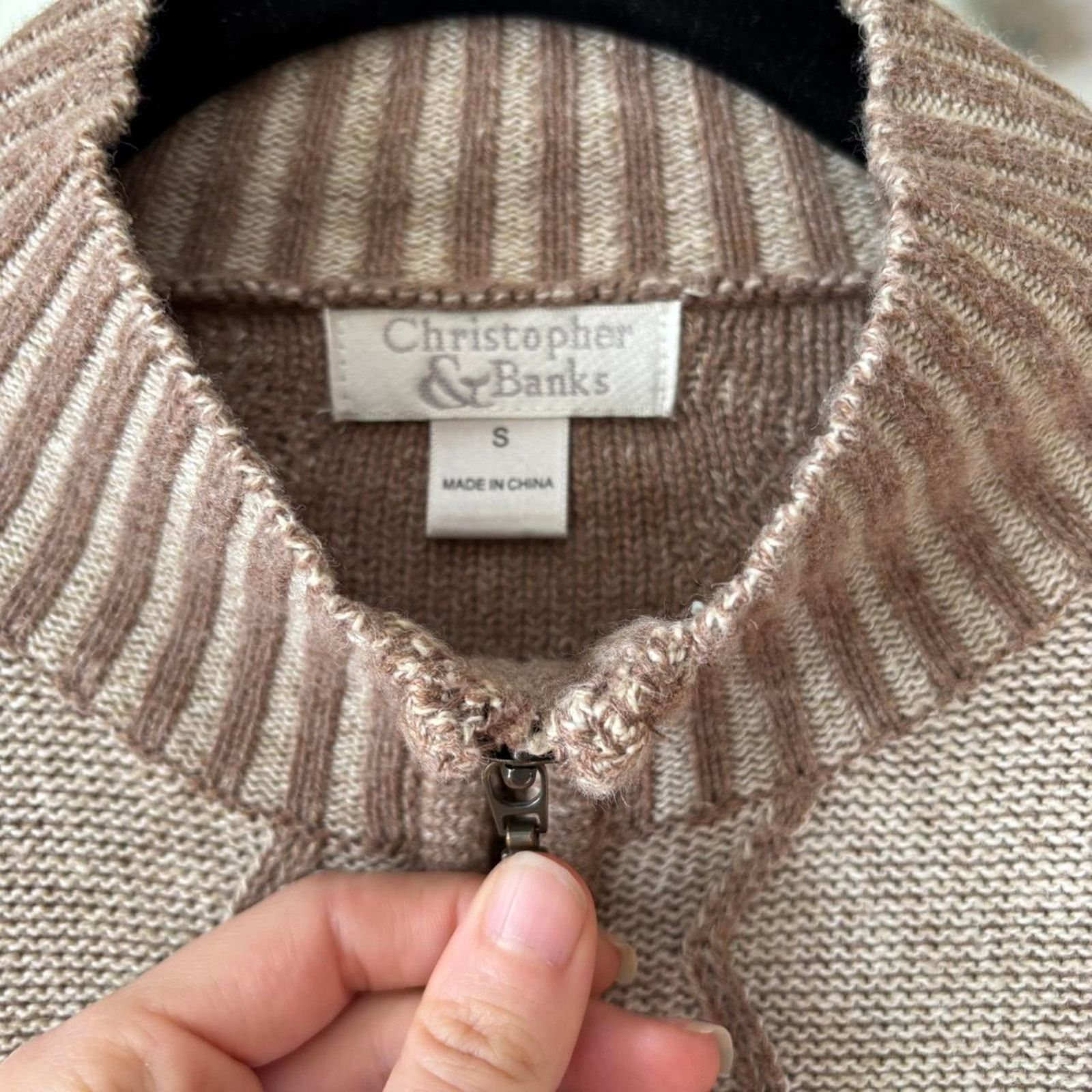 Vintage Vintage Christopher & Banks Beige Zip Sweater Small Natural Size S / US 4 / IT 40 - 6 Thumbnail