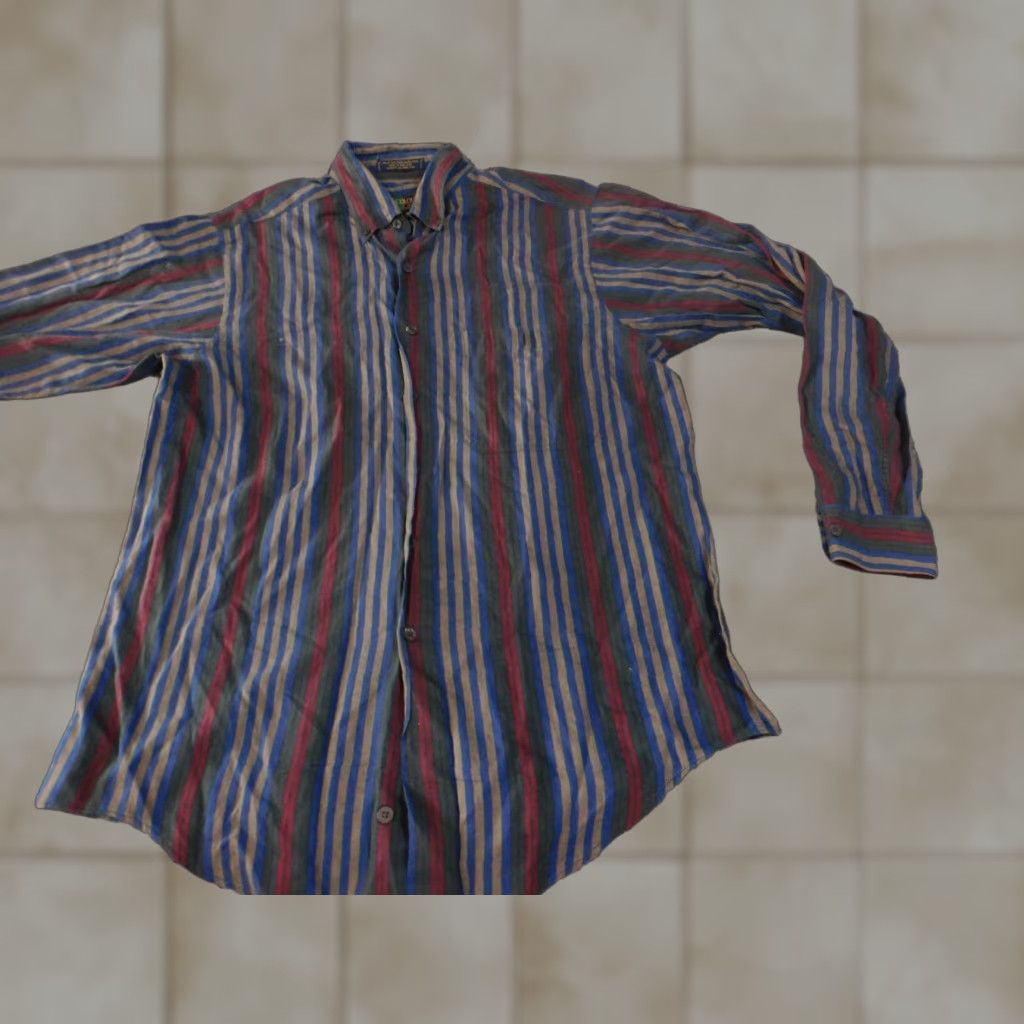 Alexander Julian Alexander Julian Shirt Mens Medium Blue Striped Button-Up Vintage (No) Size US M / EU 48-50 / 2 - 1 Thumbnail