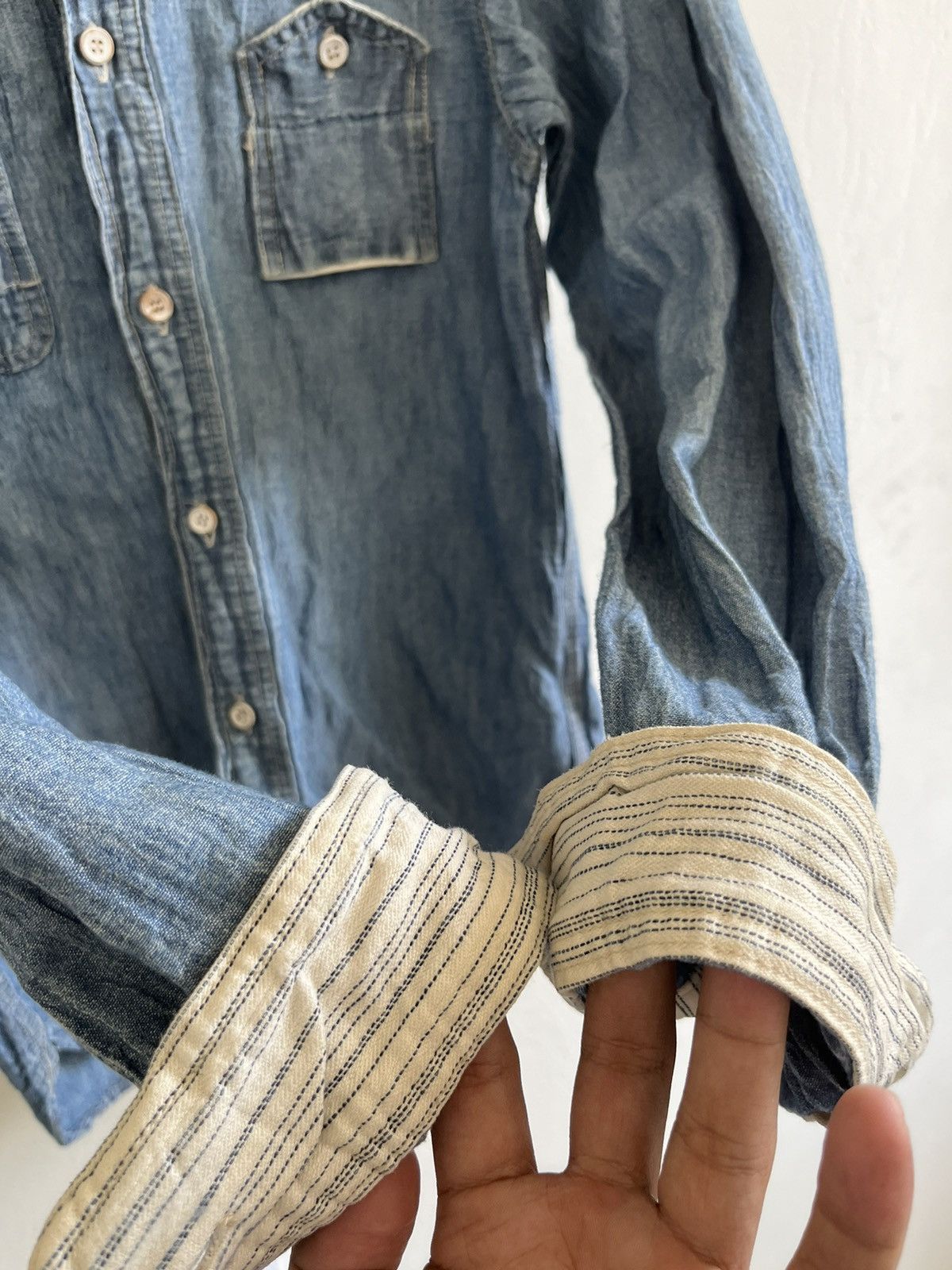 Indigo × Japanese Brand Vintage Blue Trick Selvedge denim Shirt Size US M / EU 48-50 / 2 - 8 Thumbnail