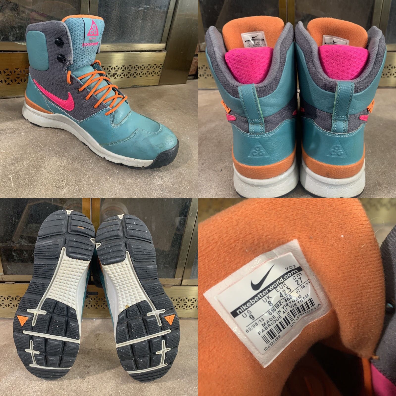 Nike VINTAGE Nike Stasis ACG Athletic Boots 616192-368 Mineral Teal Pink Urban Orange Size 9 Mens Boots 2013 Size US 12 / EU 45 - 8 Thumbnail