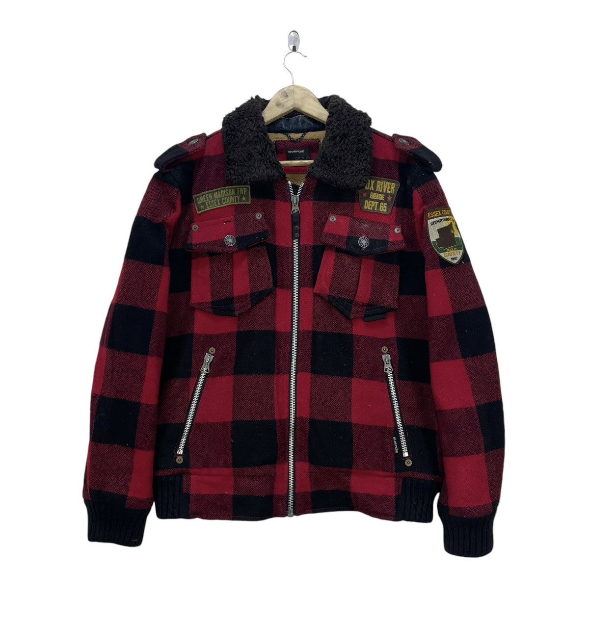 Energie × Le Grande Bleu (L.G.B.) × Sixty 💥Energie Gold X Sixty Fox River Pacth Plaid Shearling Size US L / EU 52-54 / 3 - 1 Thumbnail