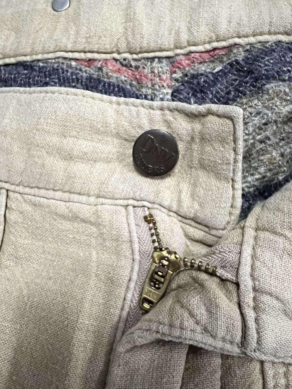Post Overalls Vintage Denim Dungare Double Knee Stencil Blanket Denim Jean Size US 32 / EU 48 - 12 Thumbnail