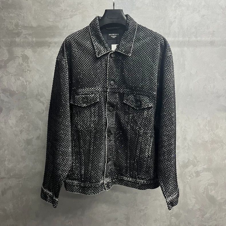 Balenciaga latest black crystal full diamond pattern logo d
