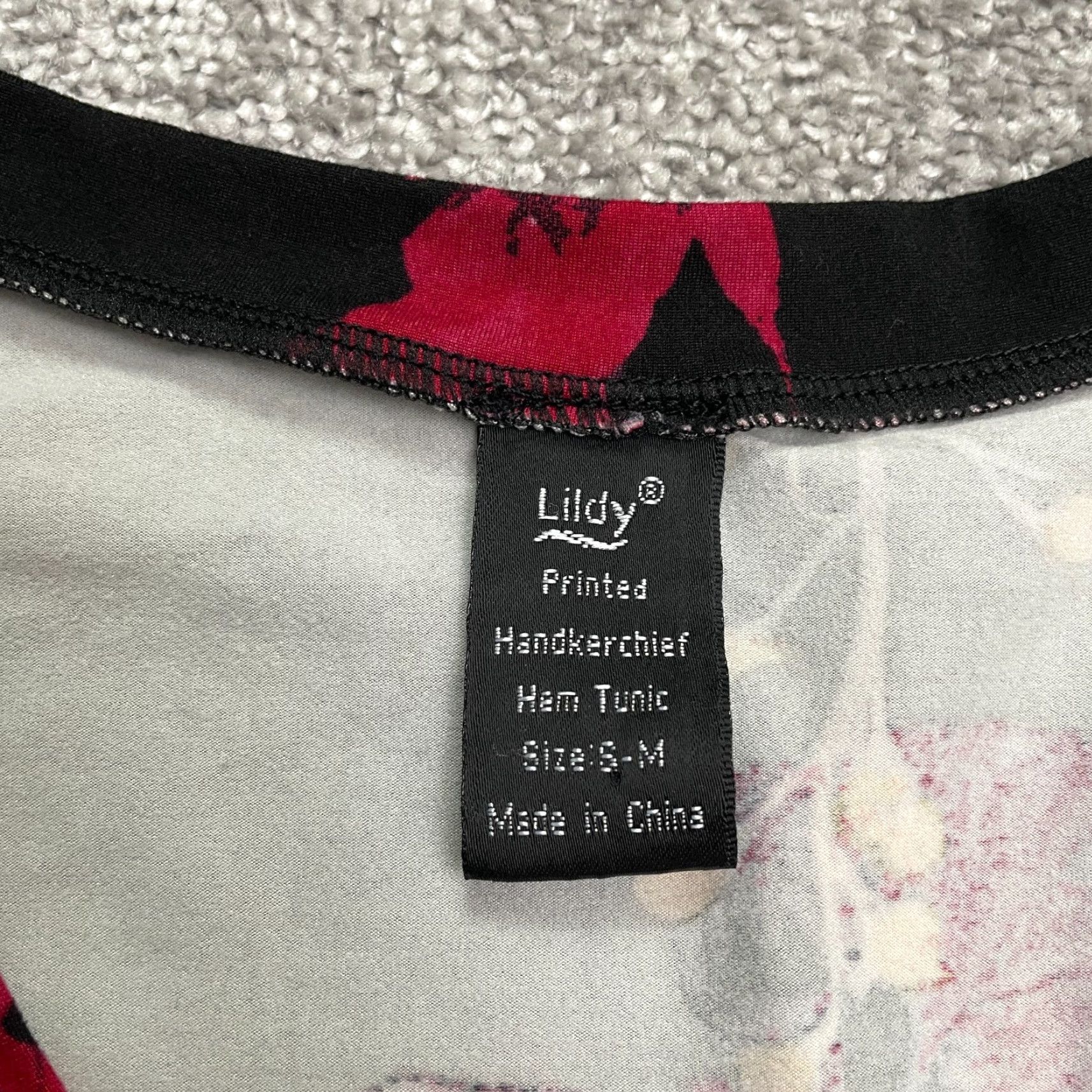 Vintage Lildy Floral Tunic Womens S-M Black Red V-Neck Long Sleeve Relaxed Pocket Casual Shirts Size S / US 4 / IT 40 - 5 Thumbnail