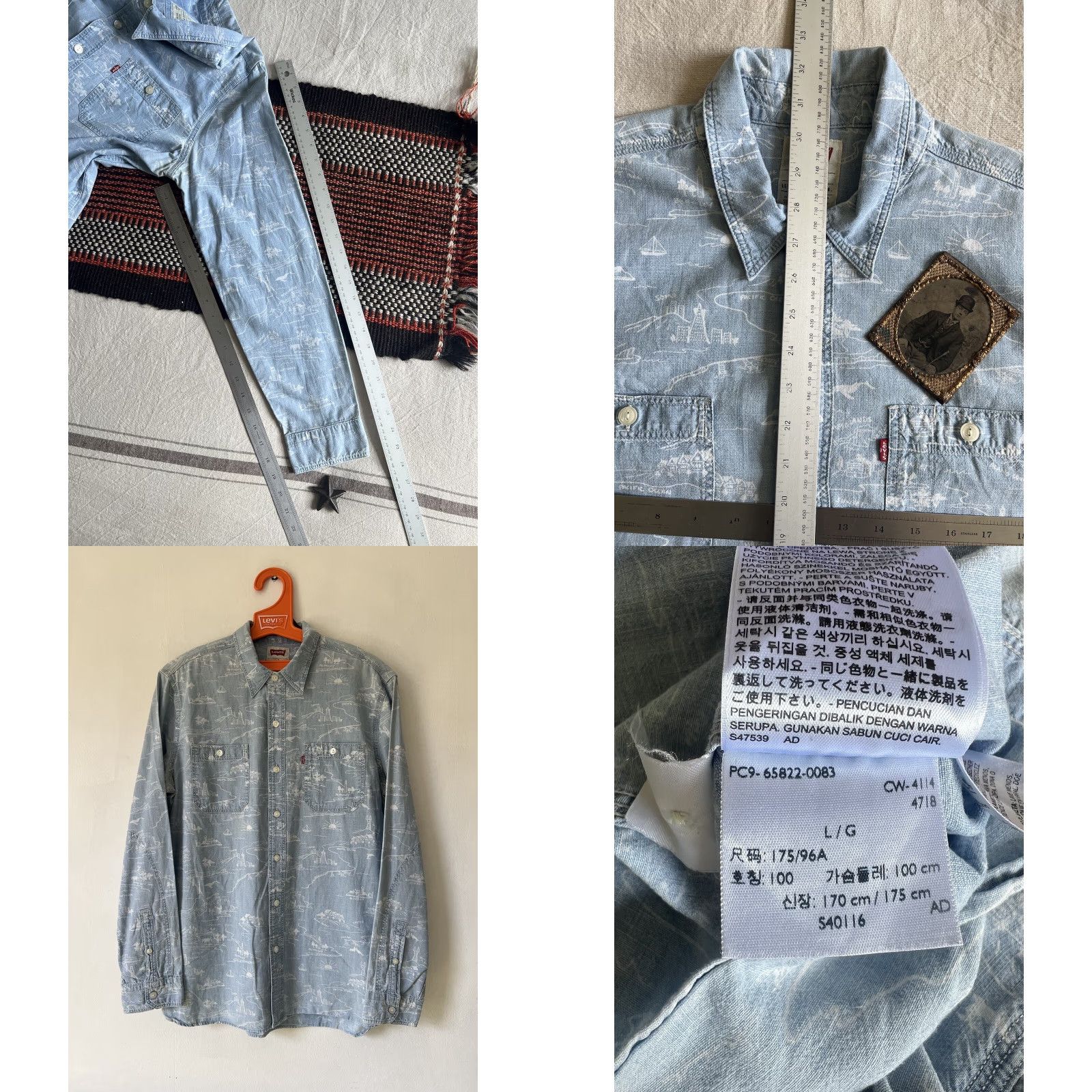 Levi's Levi's Deck Shirt L Chambray US Navy San Francisco Souvenir Print 2014 Rare Blue Deck Shirt Mens L Chambray Blue 2010s SF Souvenir Navy Levi's Size US L / EU 52-54 / 3 - 10 Thumbnail