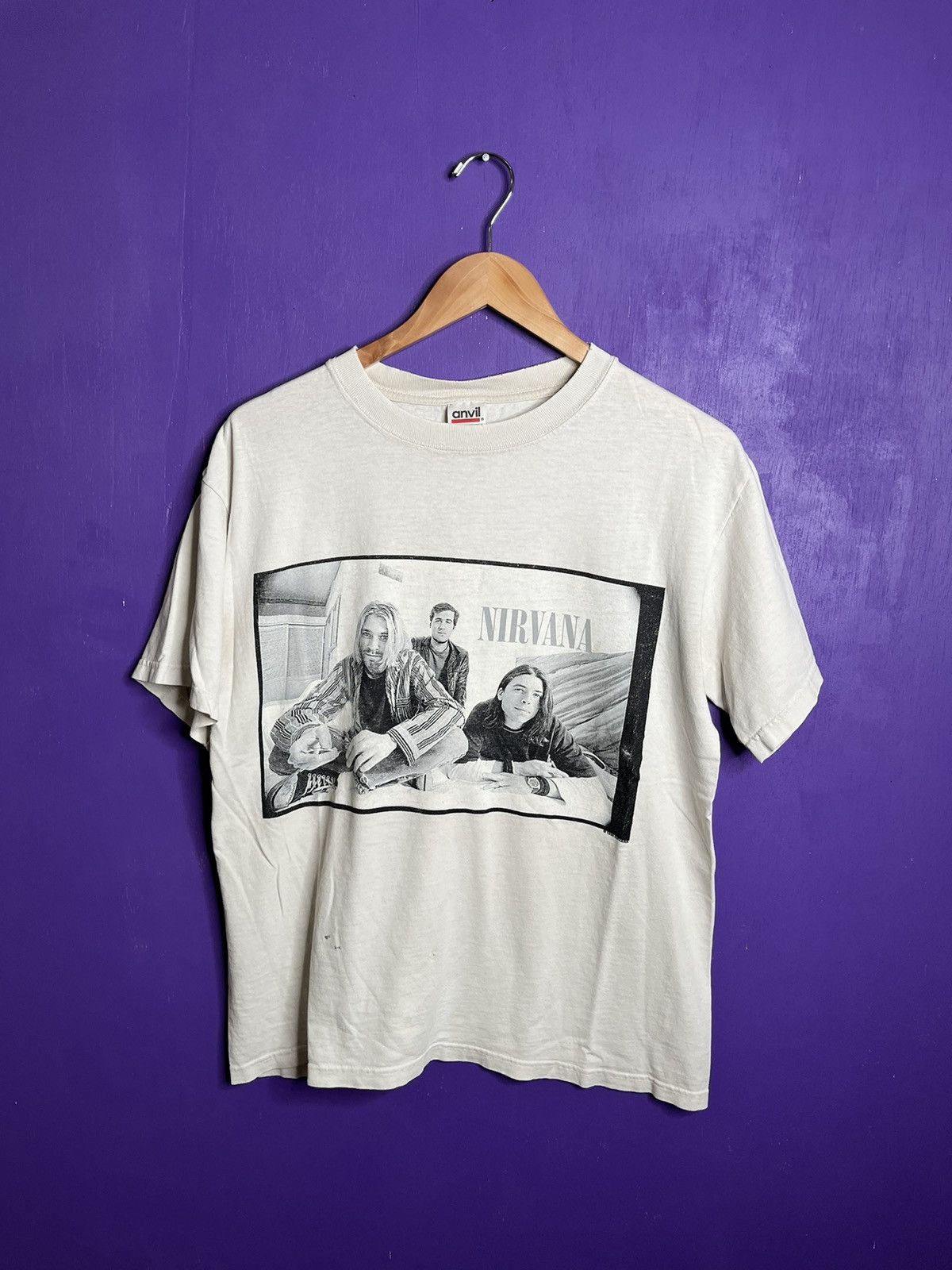 image of Band Tees x Nirvana Vintage 1996 Nirvana Band Box Logo T-Shirt in White, Men's (Size Medium)